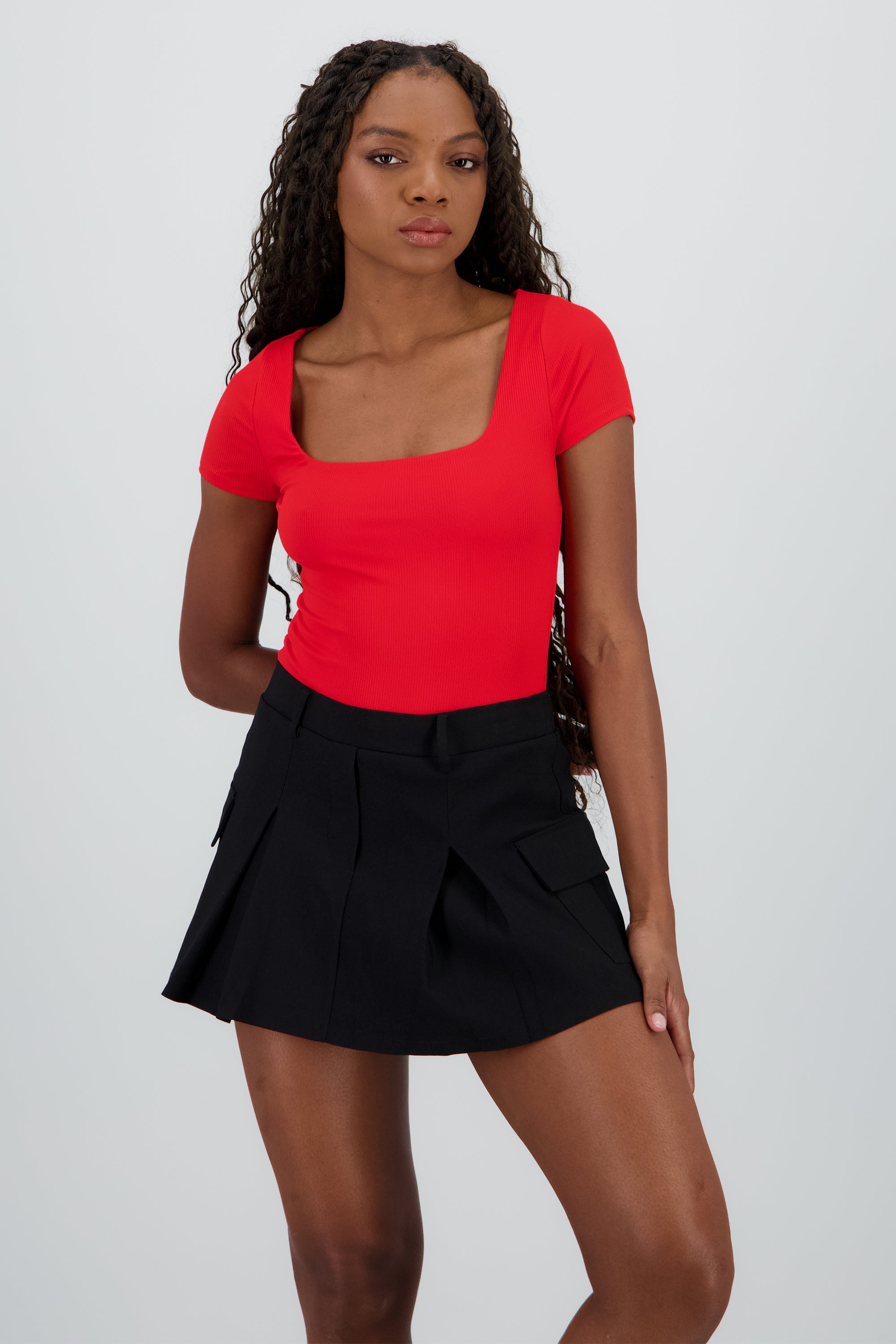 Body doble tela liso manga corta ROJO