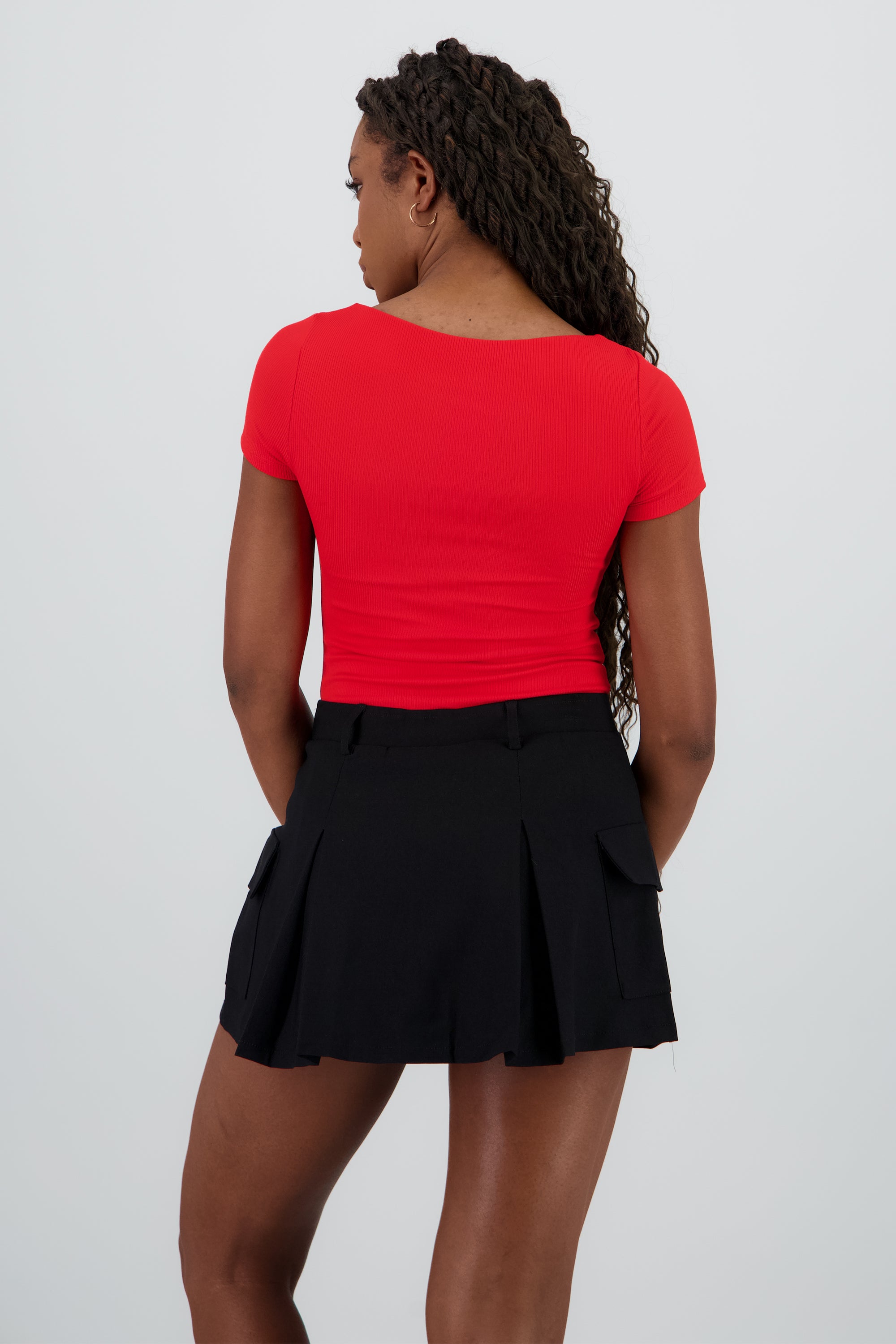 Body doble tela liso manga corta ROJO