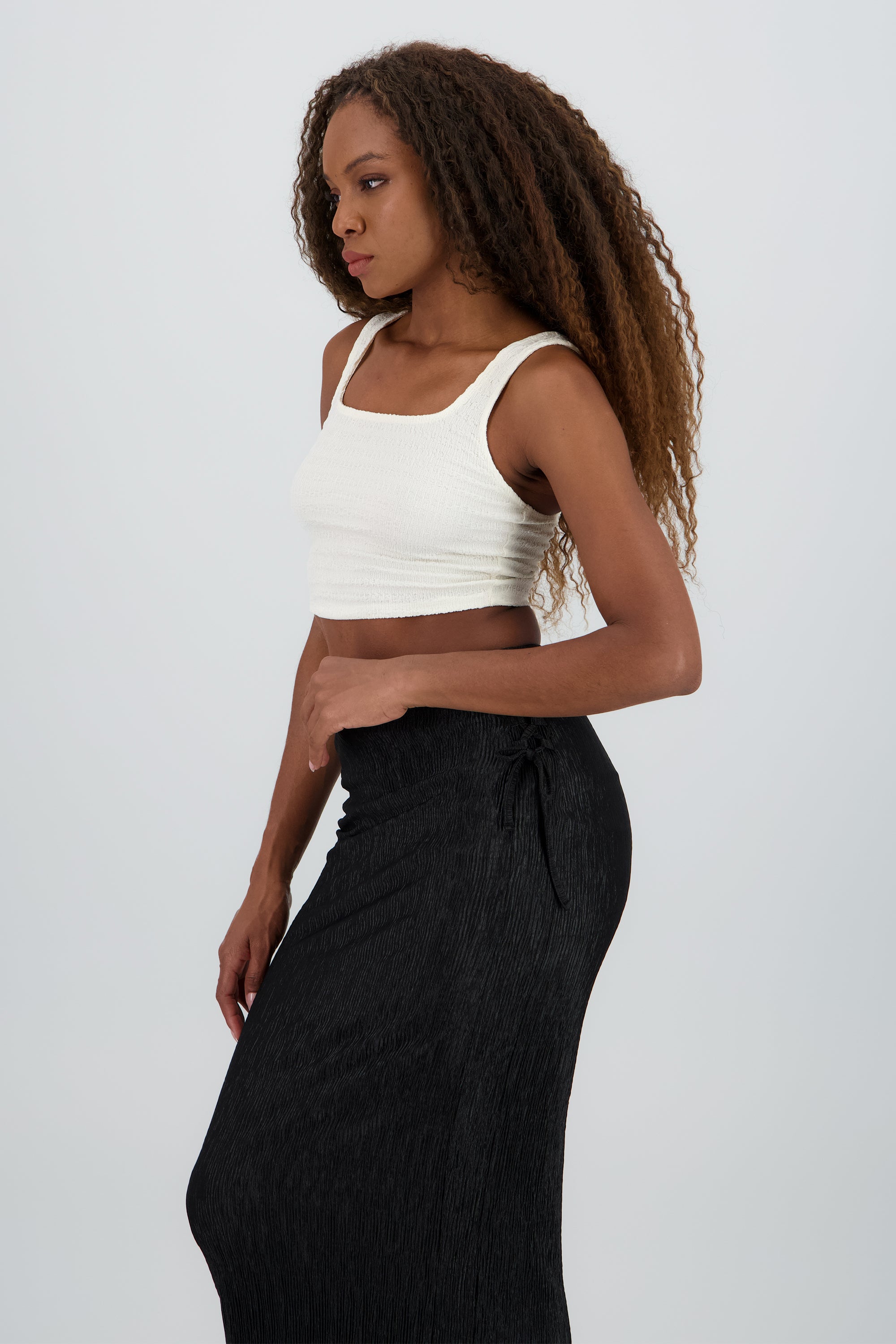 Top escote cuadrado textura CREMA