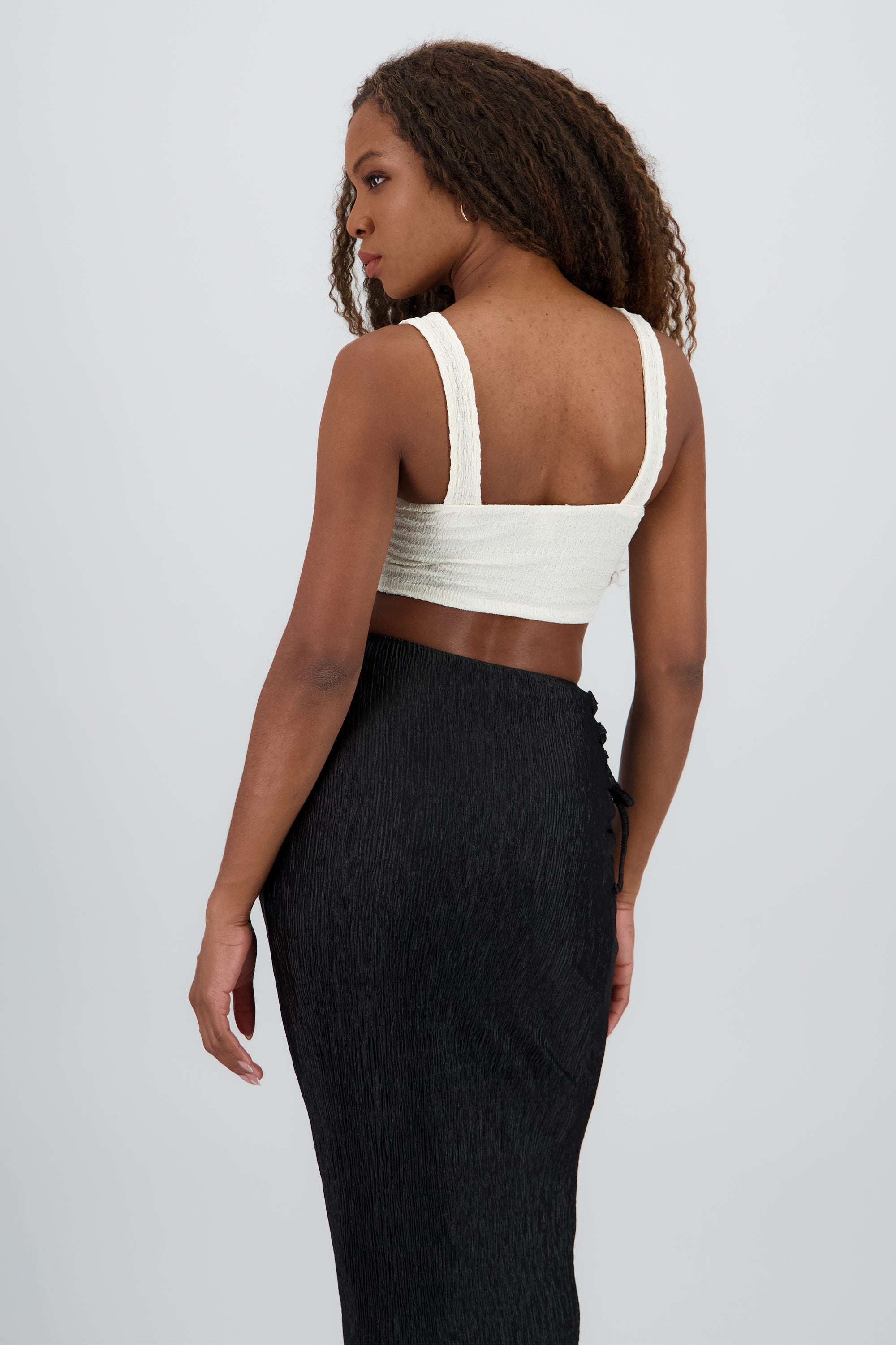 Top escote cuadrado textura CREMA