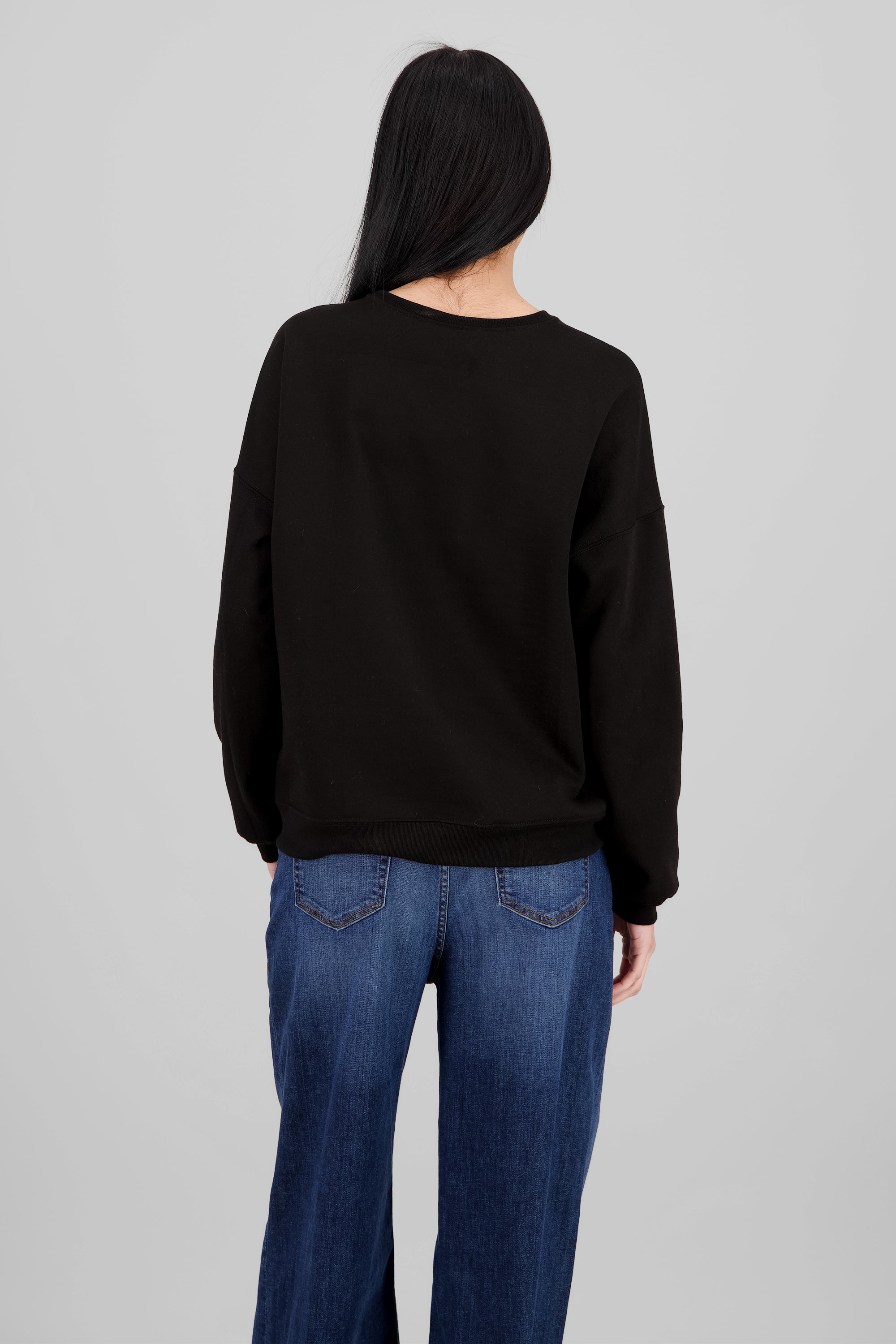 Sudadera cuello redondo los angeles foil NEGRO