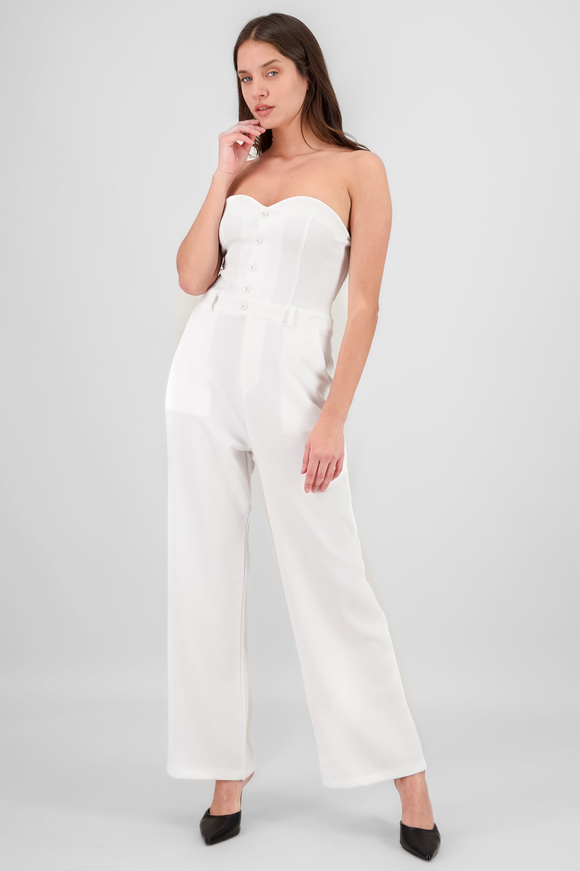 Jumpsuit strapples con botones BLANCO