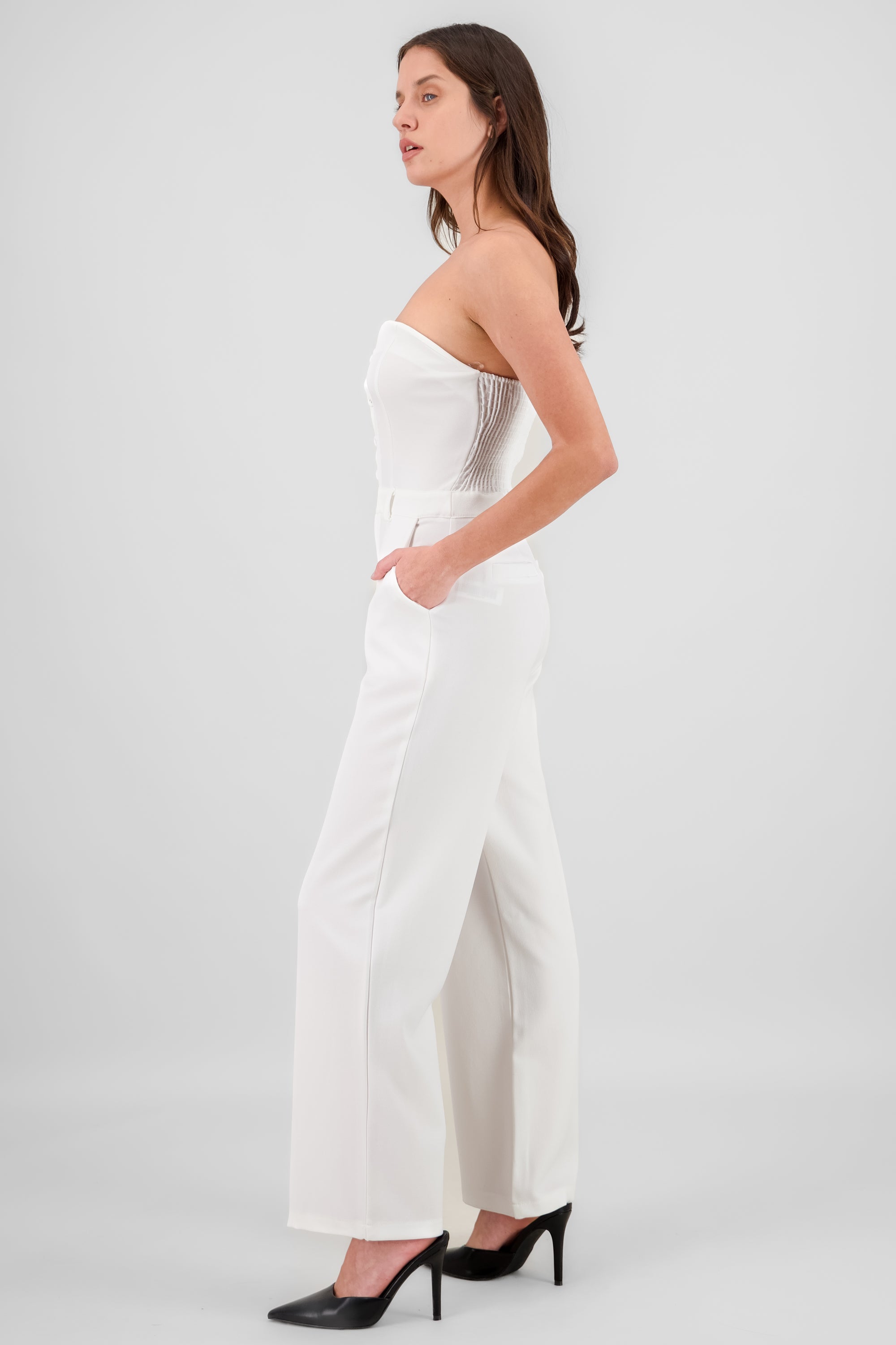 Jumpsuit strapples con botones BLANCO