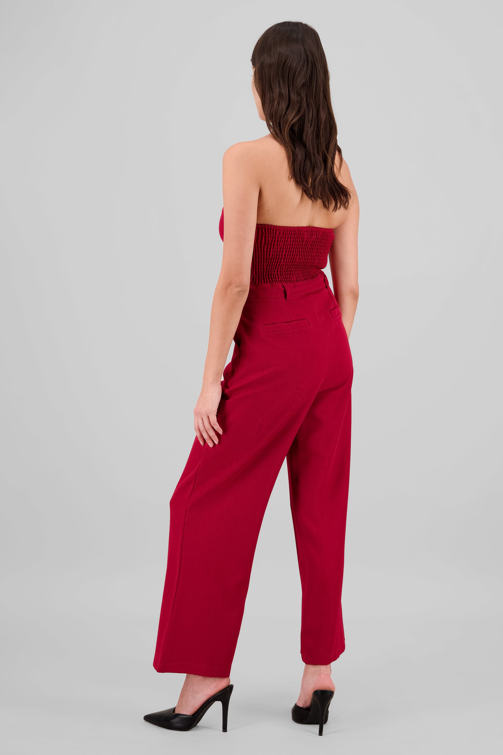 Jumpsuit strapples con botones ROJO QUEMADO
