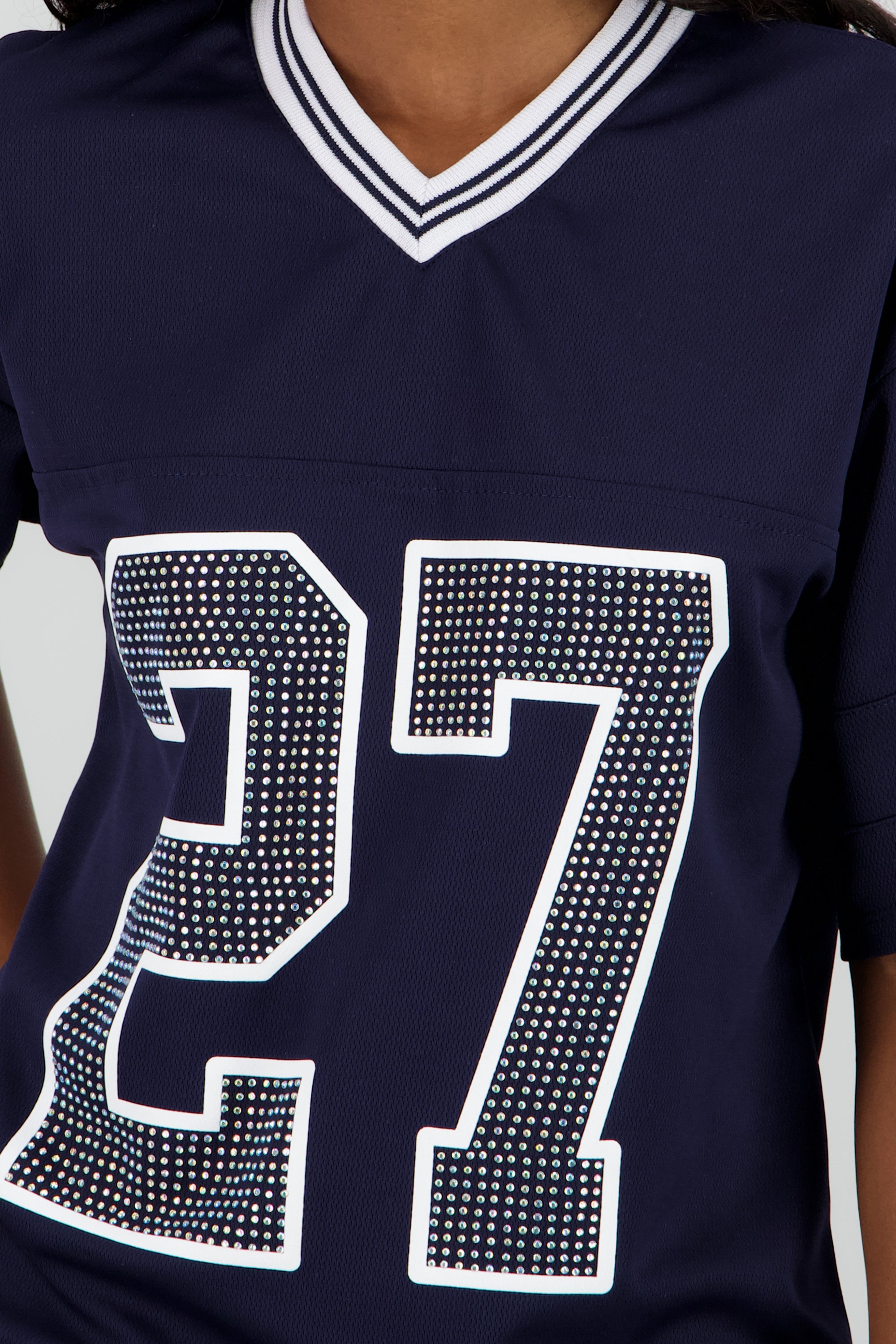 Playera deportiva numero brillos MARINO