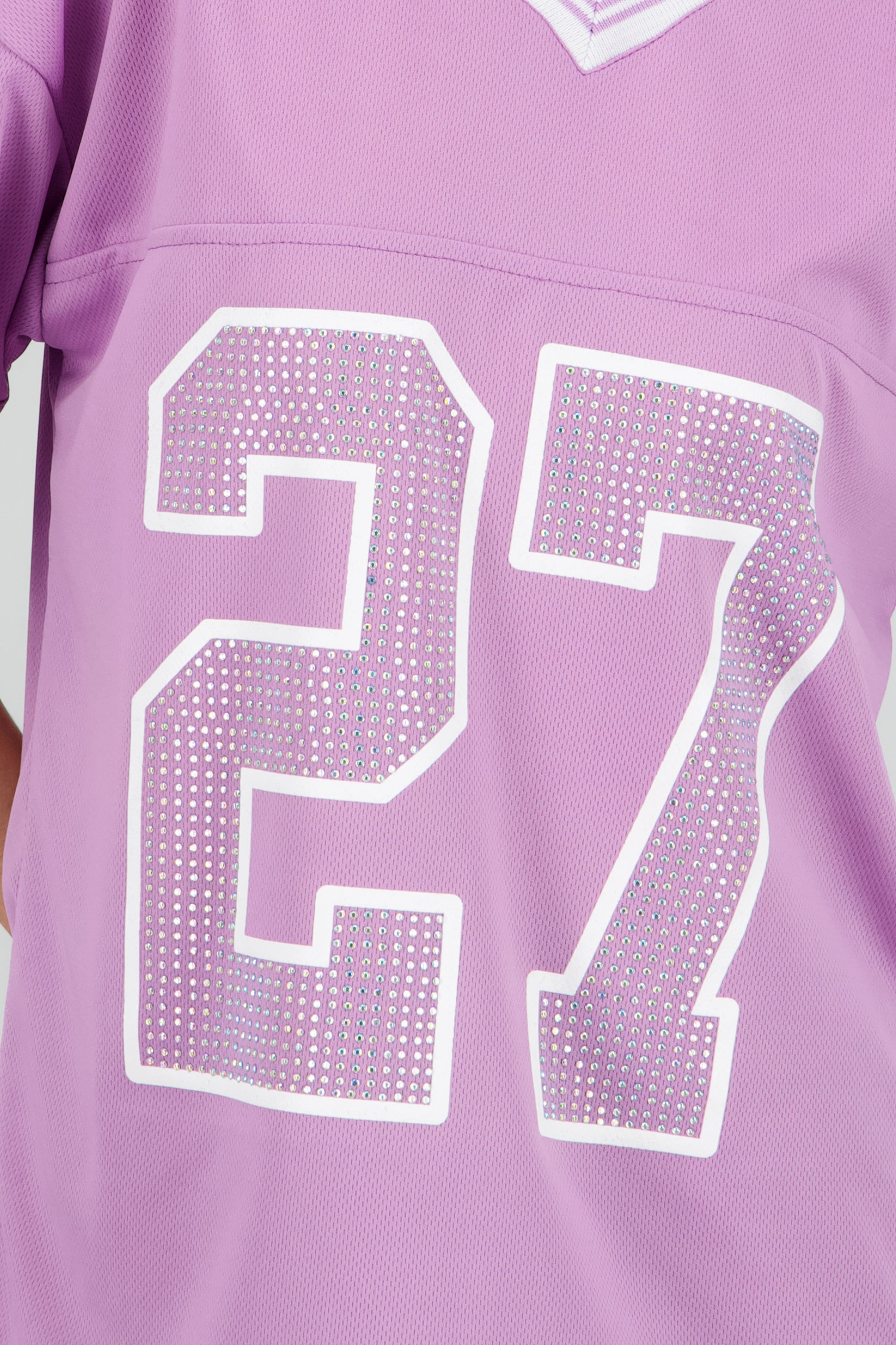 Playera deportiva numero brillos LAVANDA