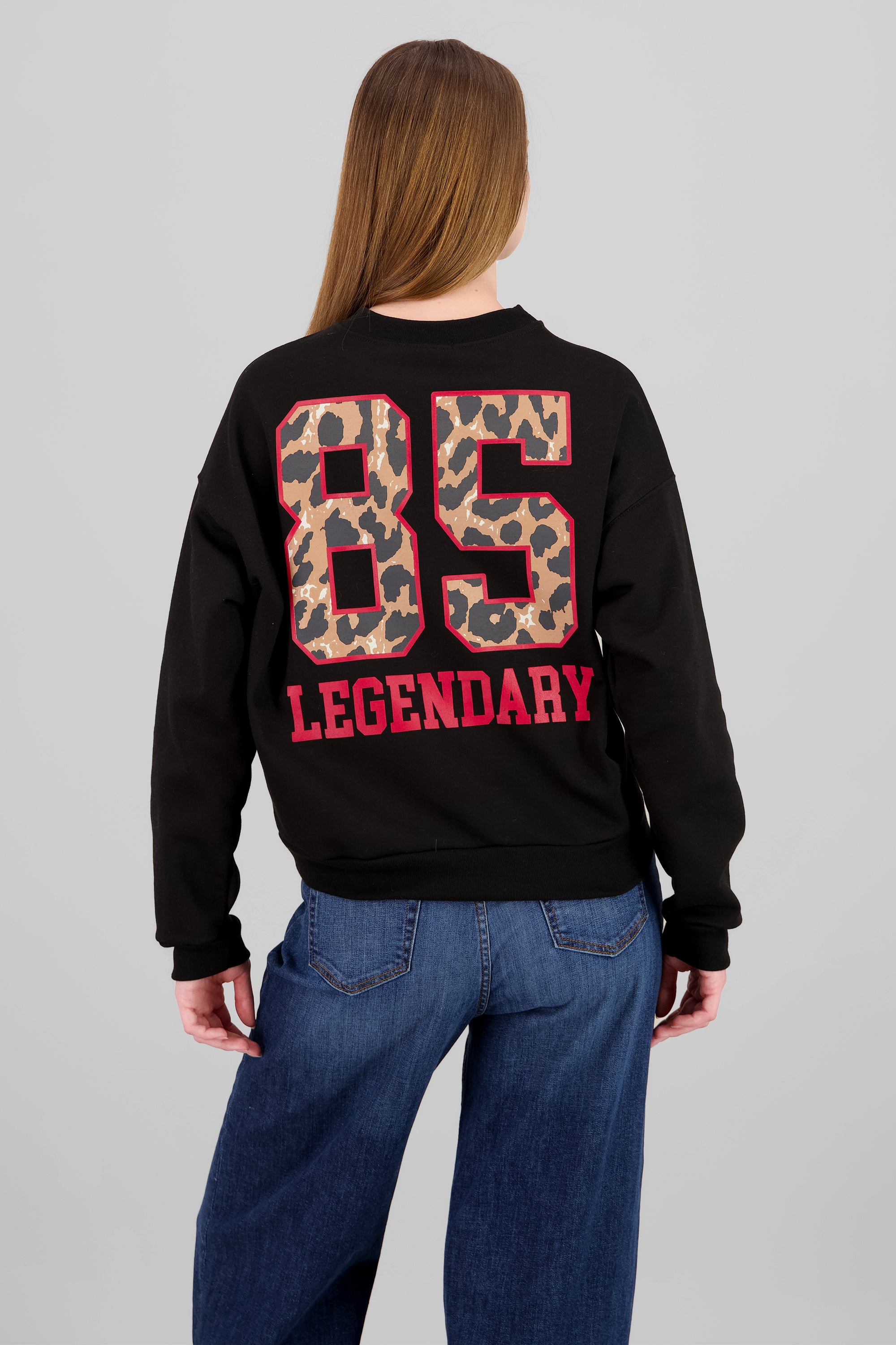 Sudadera cuello redondo ny animal print NEGRO