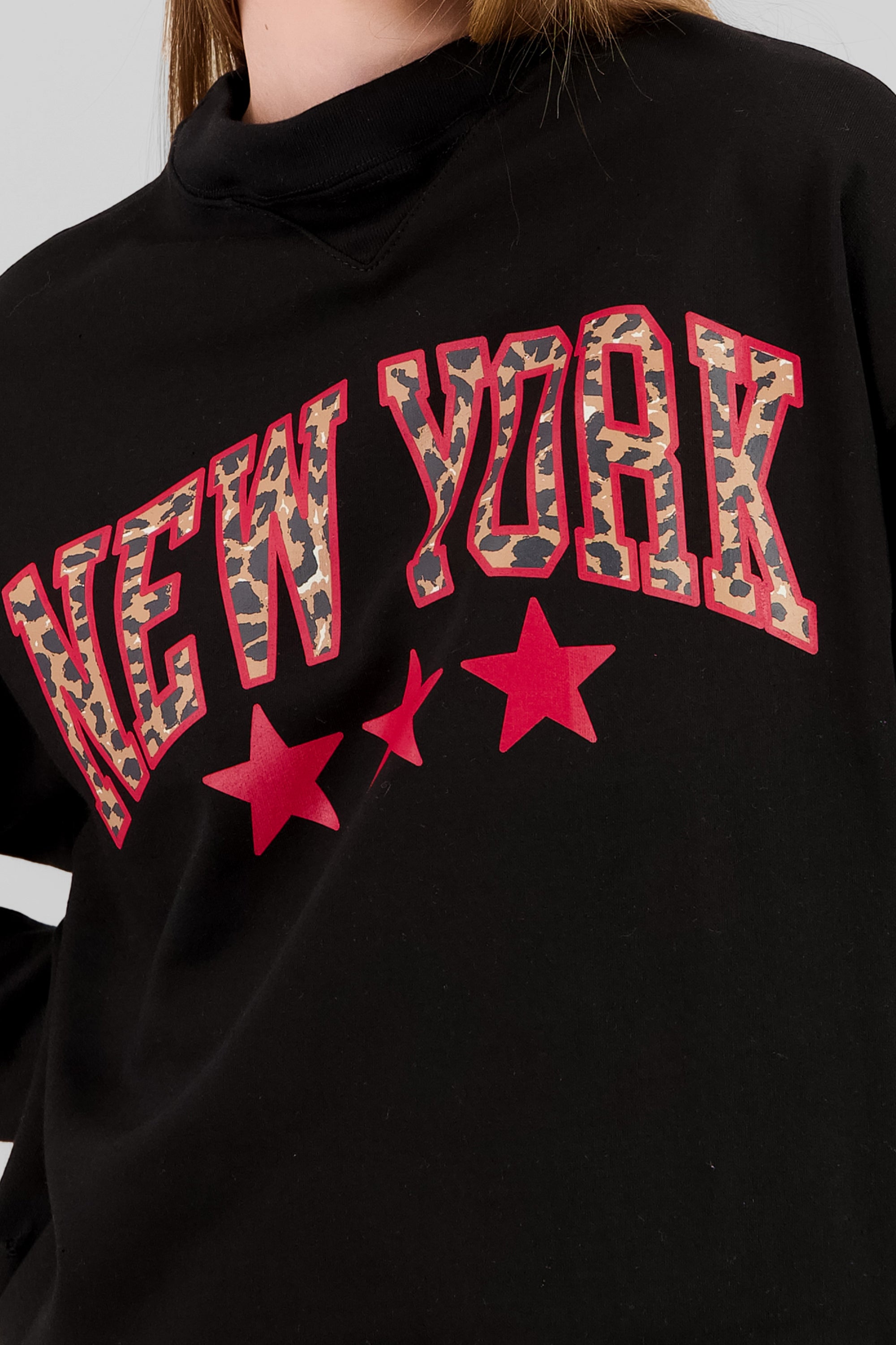 Sudadera cuello redondo ny animal print NEGRO