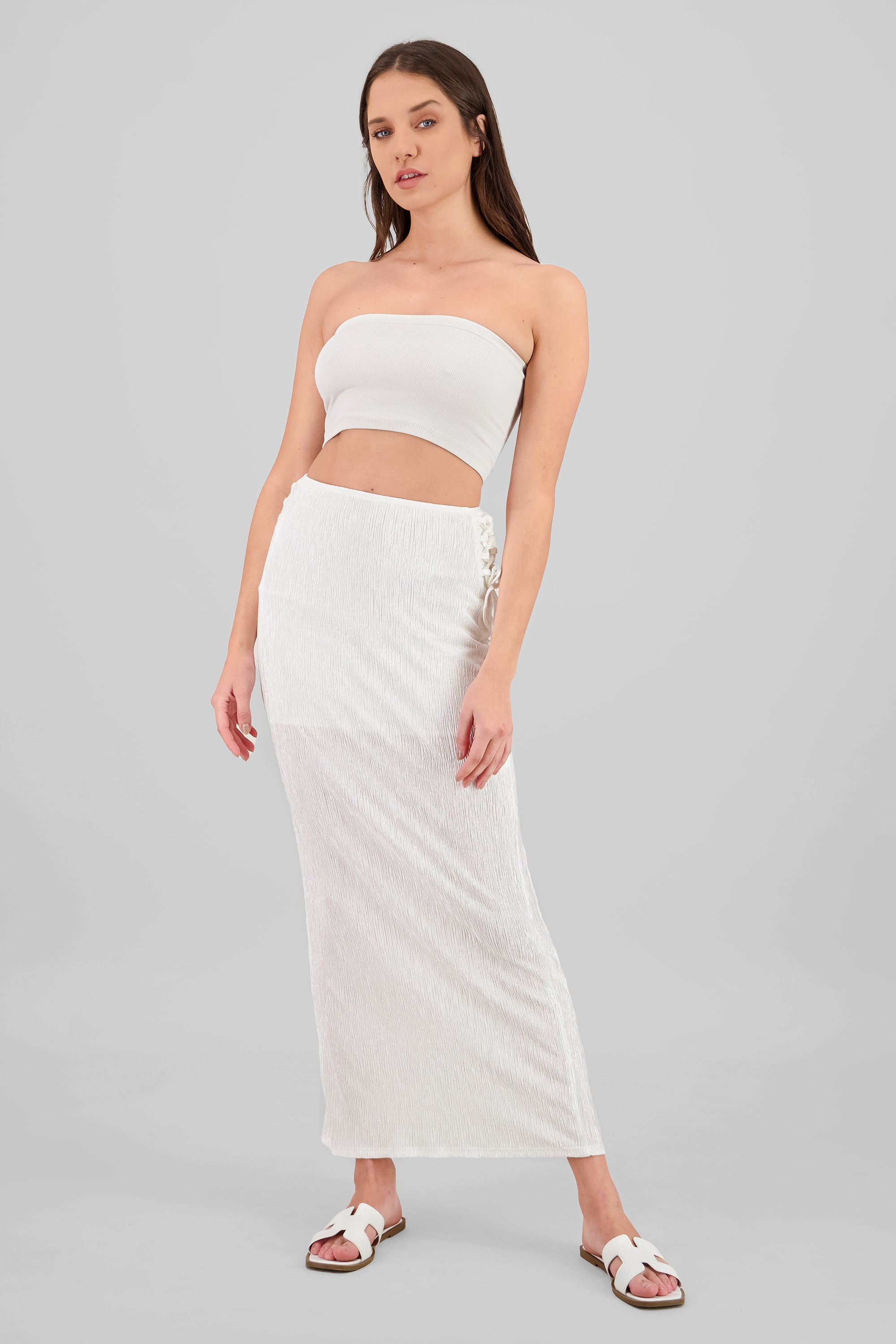 Falda midi textura BLANCO
