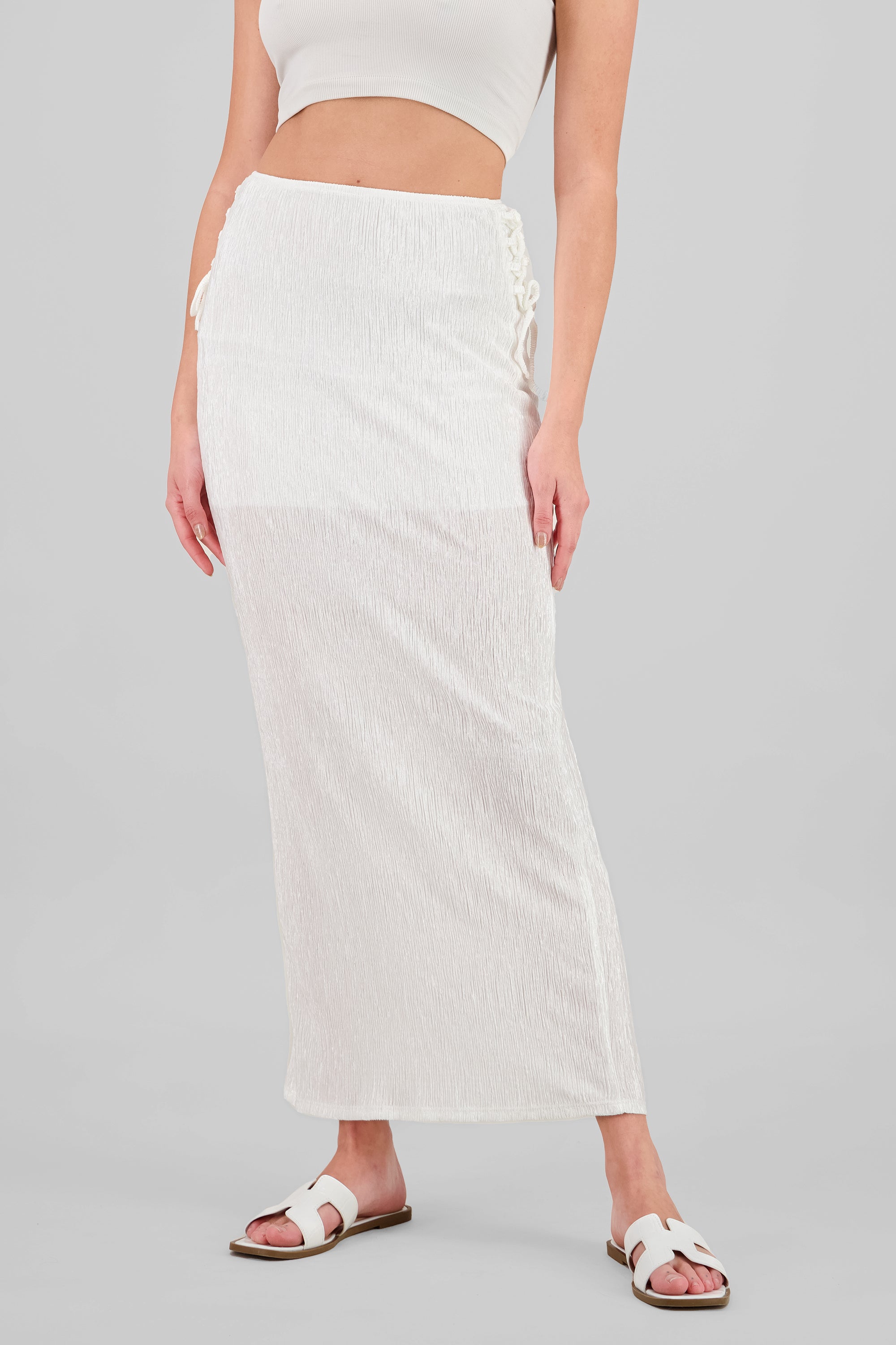 Falda midi textura BLANCO