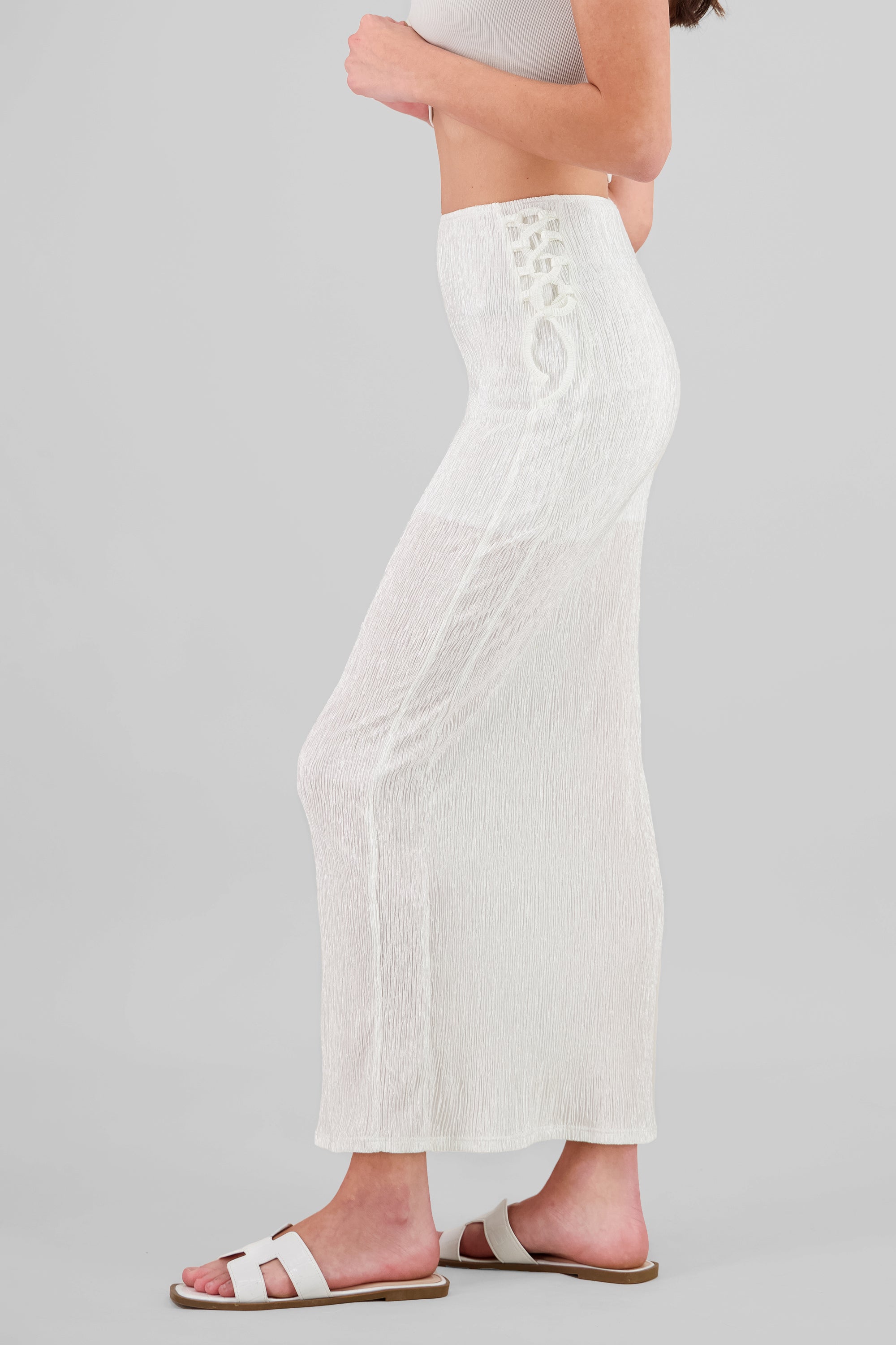 Falda midi textura BLANCO