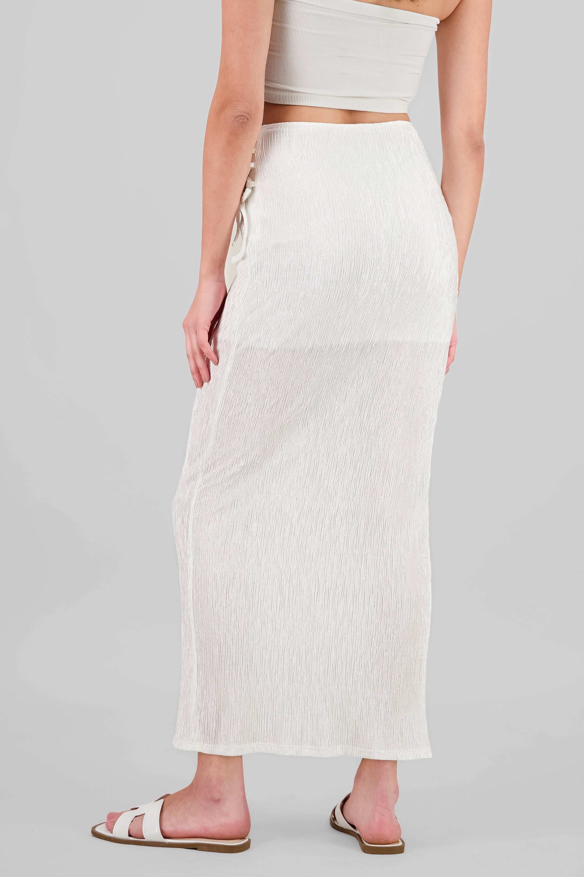 Falda midi textura BLANCO