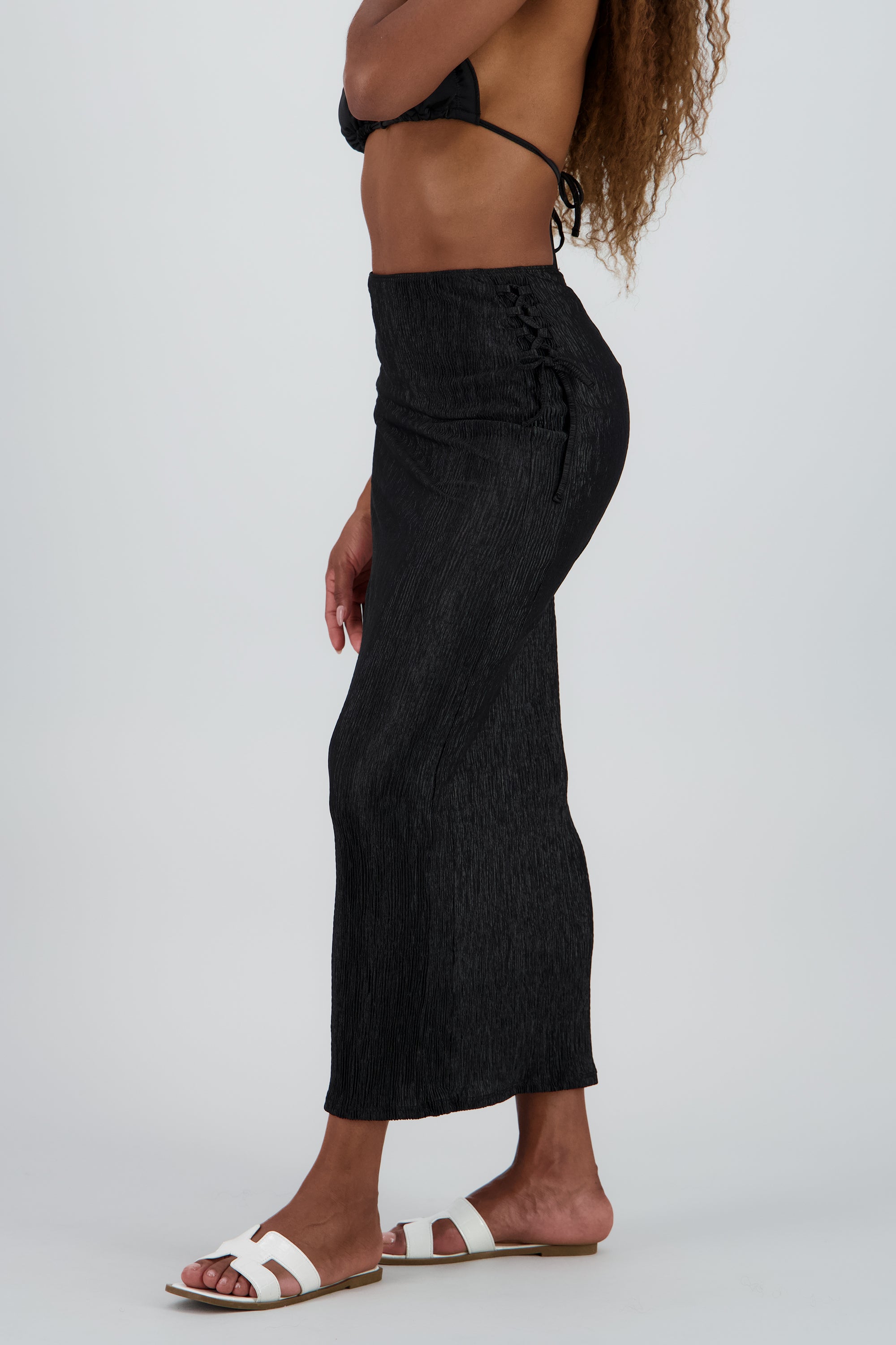 Falda midi textura NEGRO