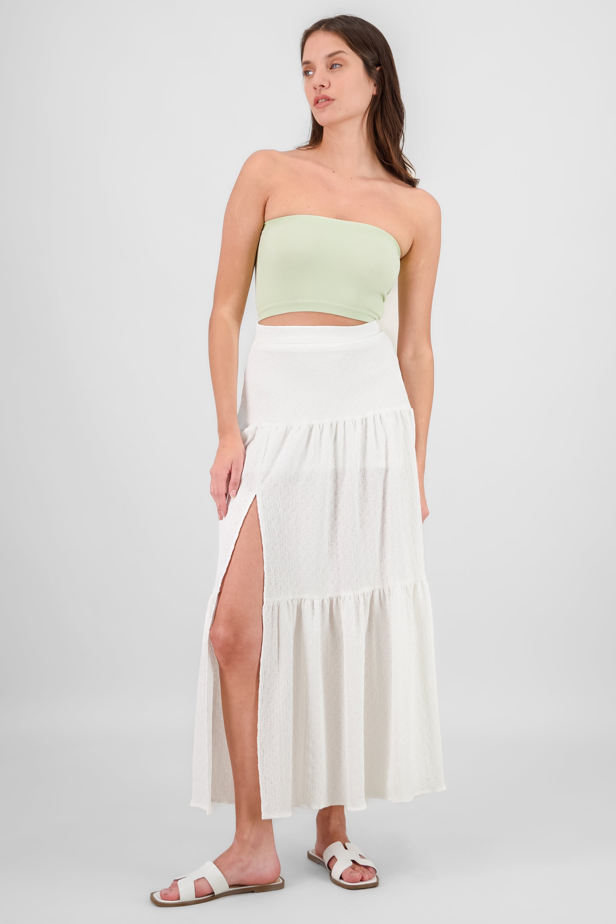 Falda maxi abertura olán BLANCO