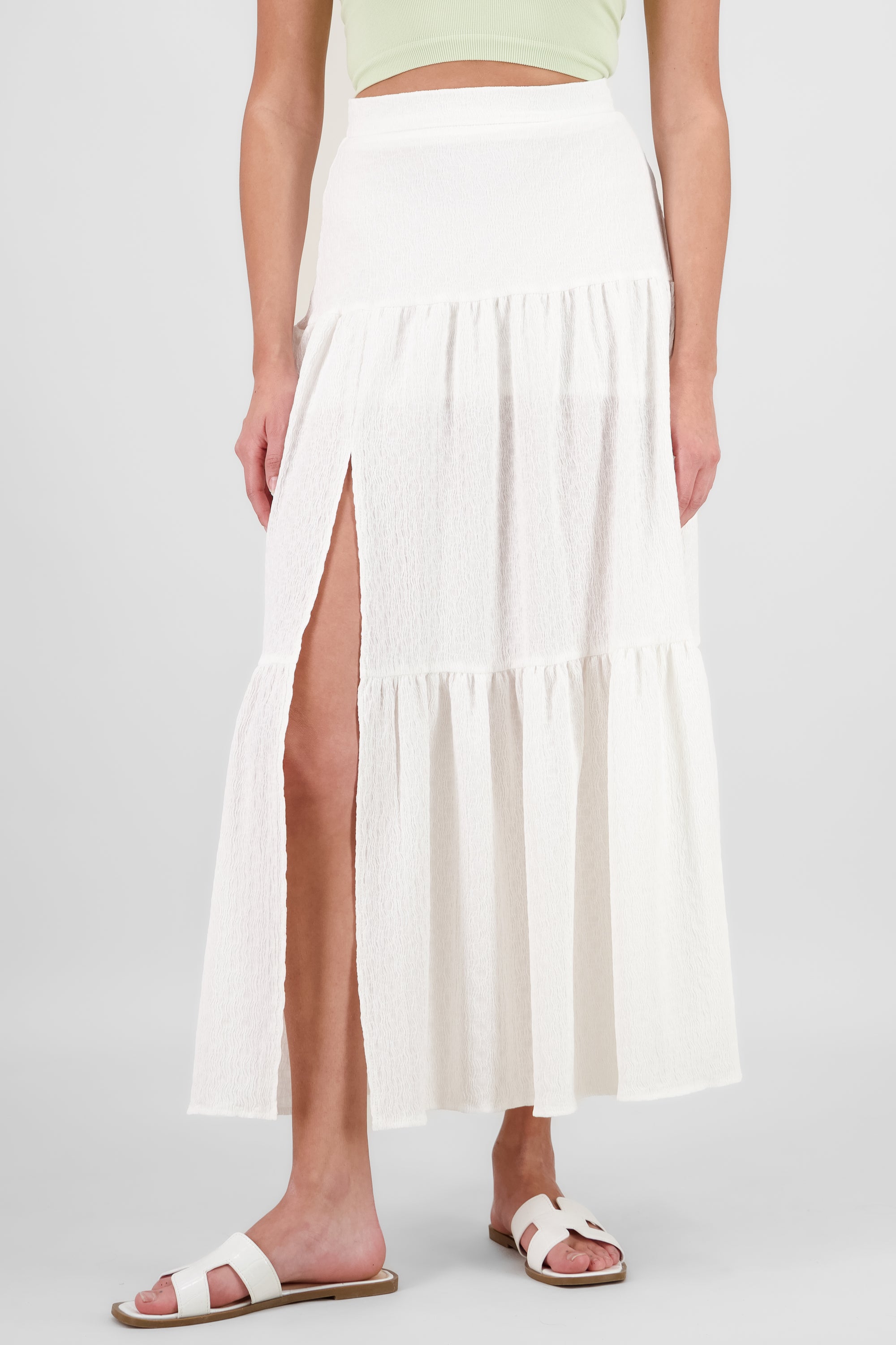 Falda maxi abertura olán BLANCO