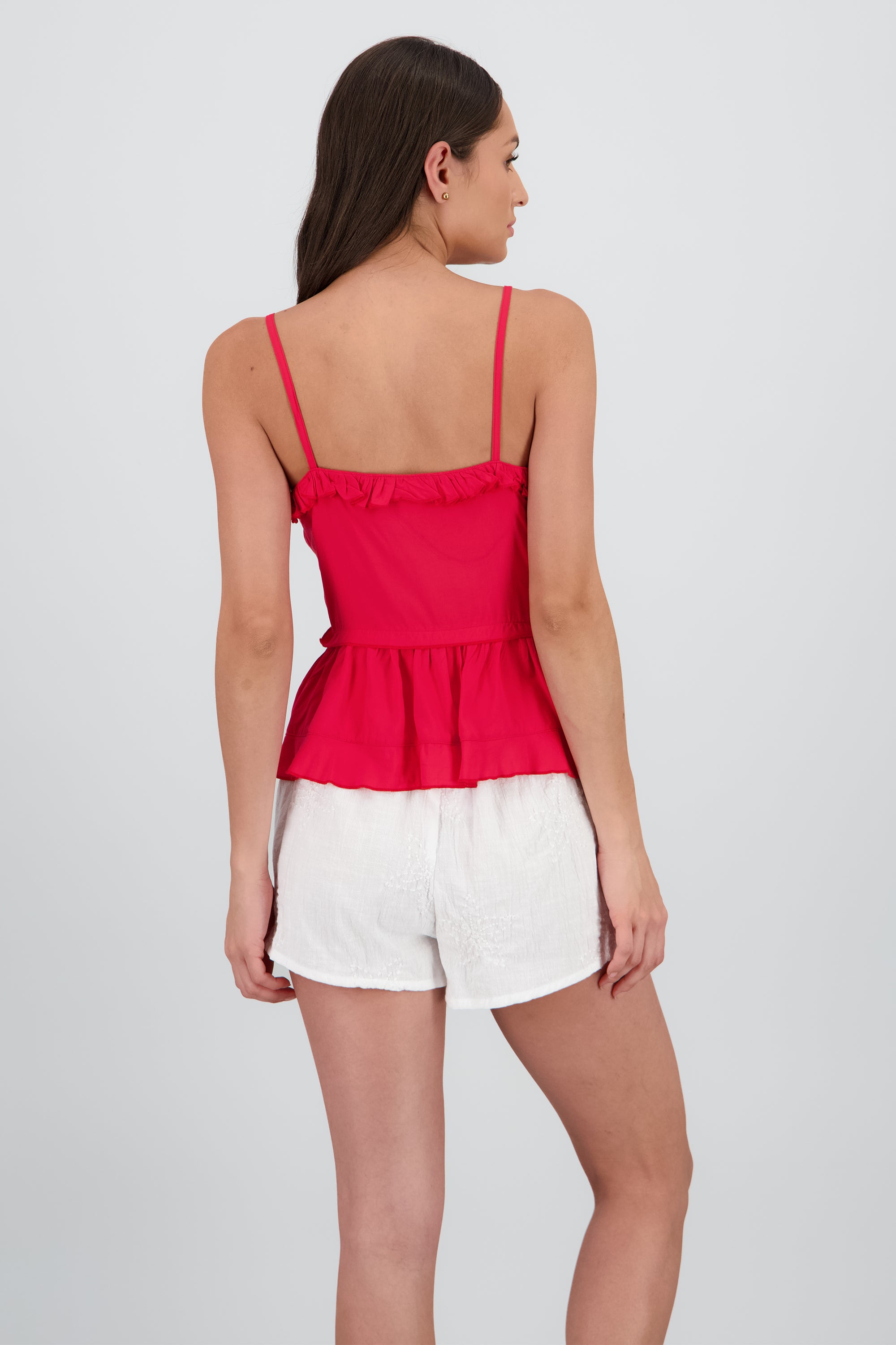 Blusa abertura moño olanes ROJO