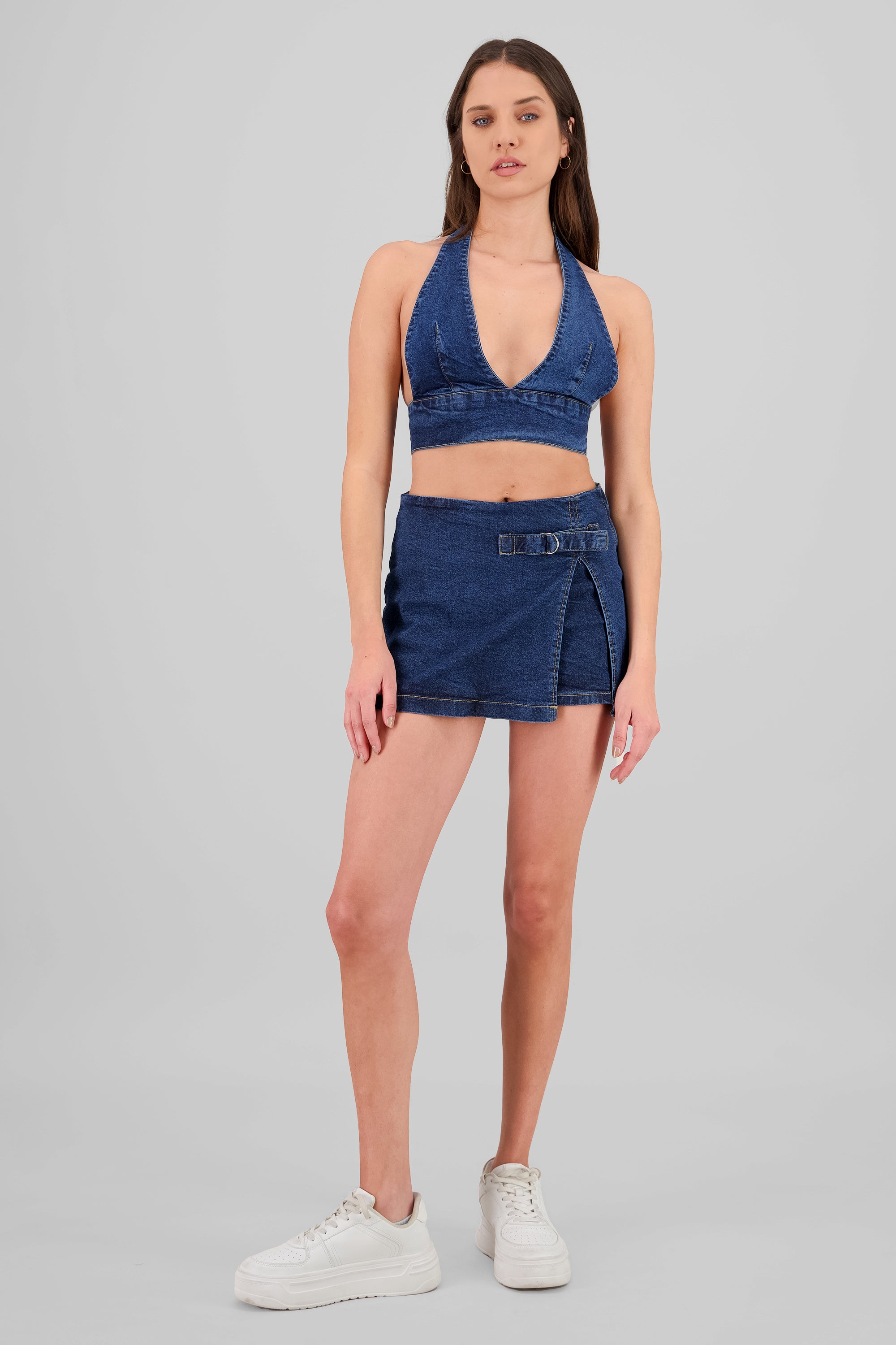 Falda short abertura con cinto STONE