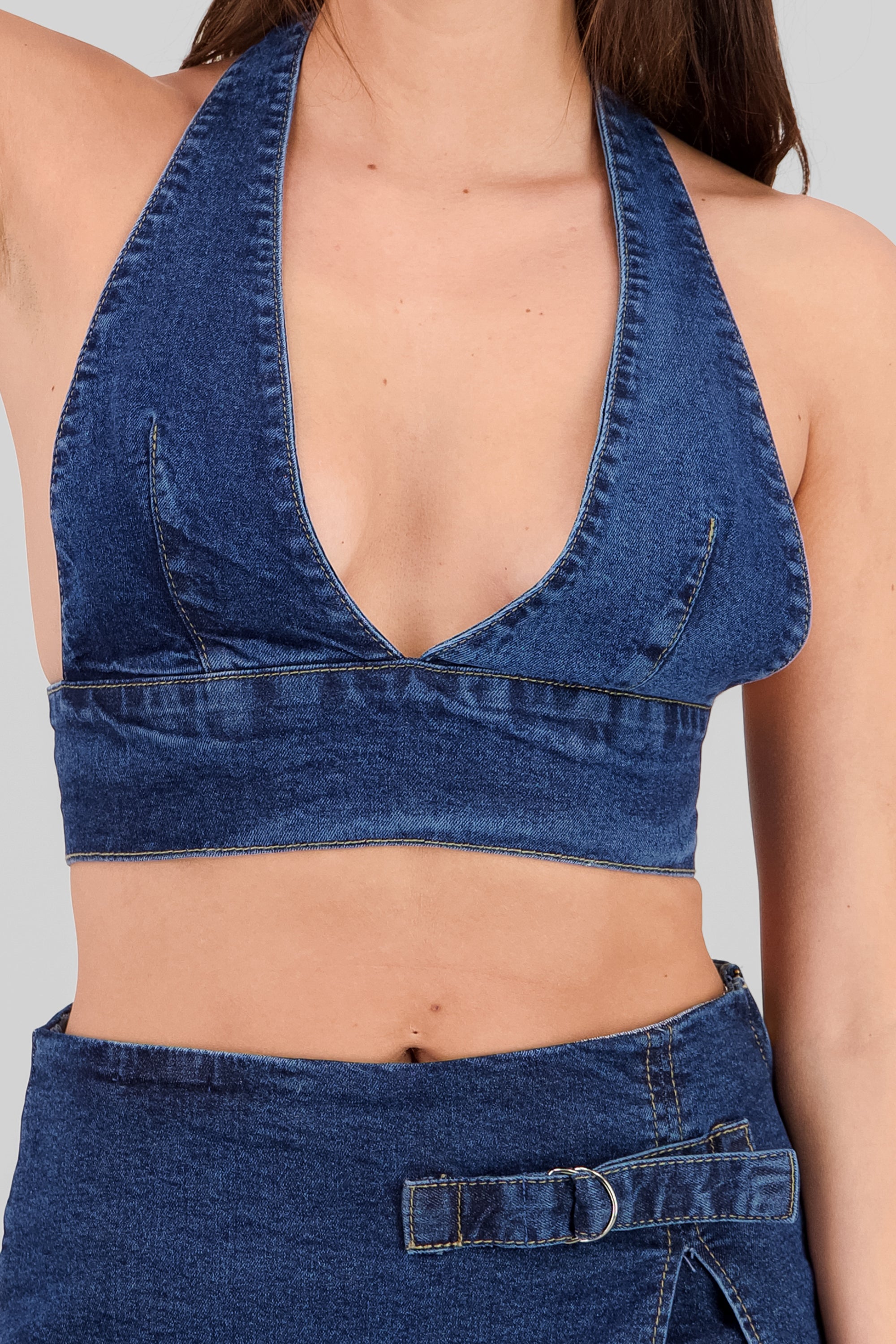 Top escote en v halter STONE