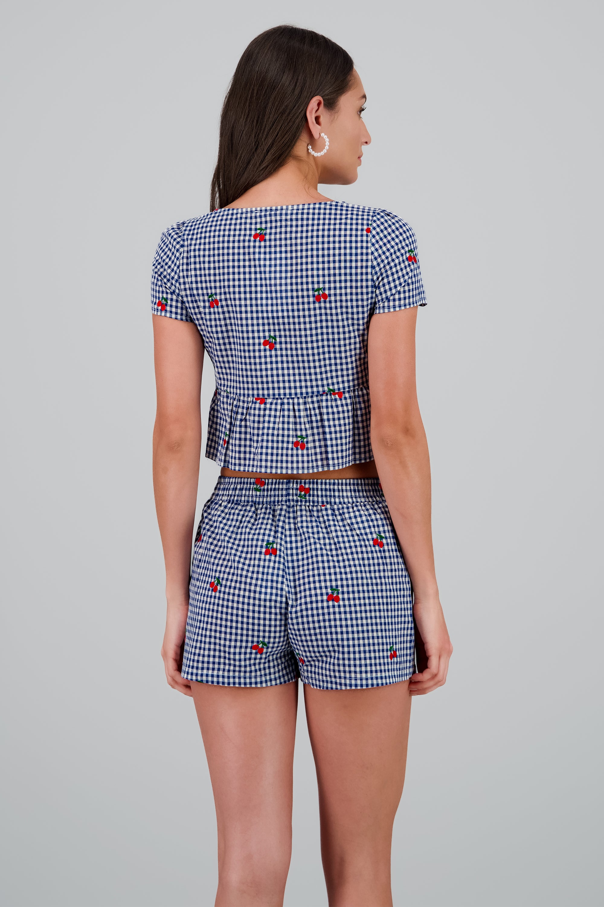 Blusa Gingham cerza detalle mono MARINO COMBO