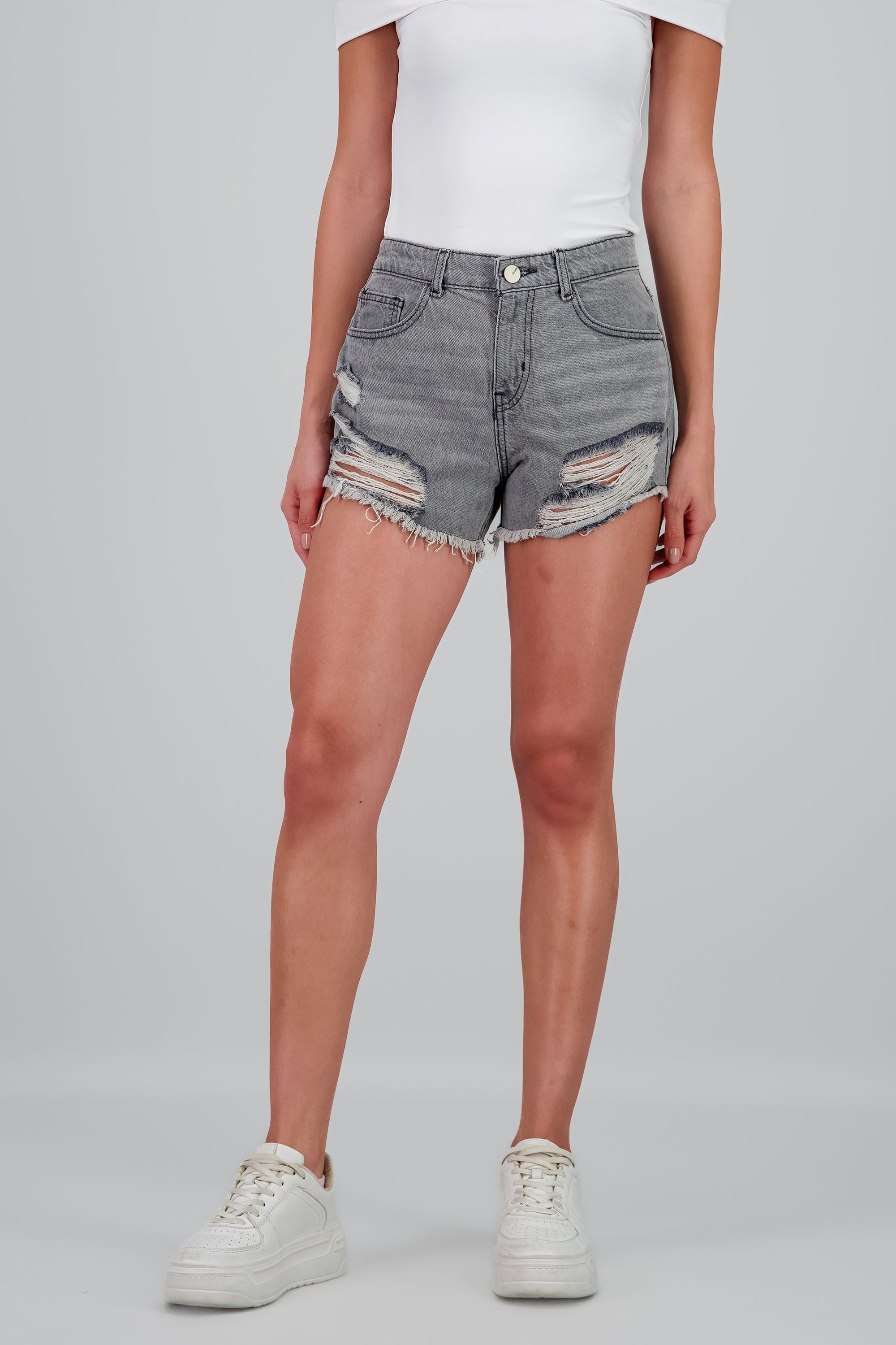 Short cintura media dest GRIS CLARO