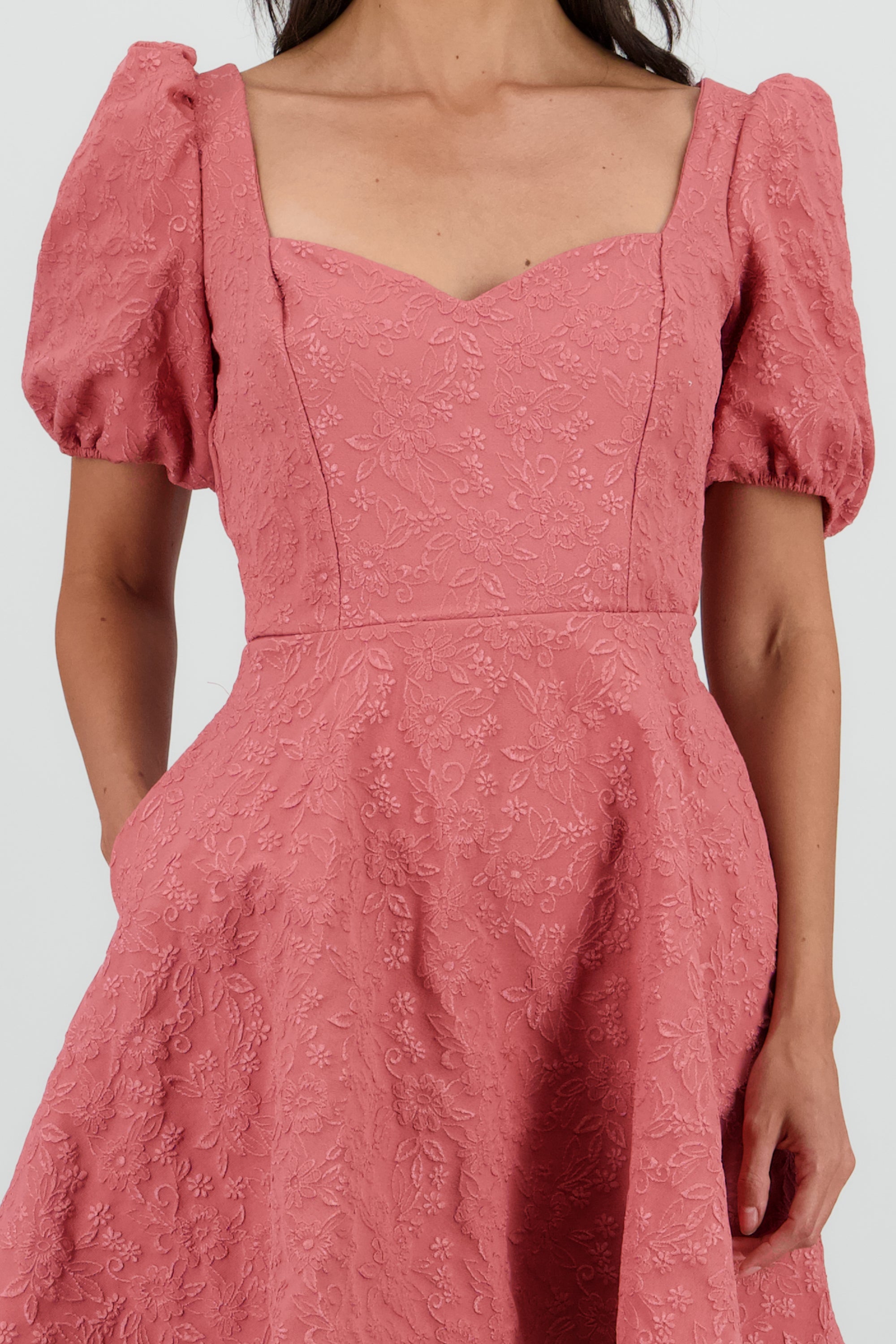 Vestido mini manga abullonada escote corazon MALVA