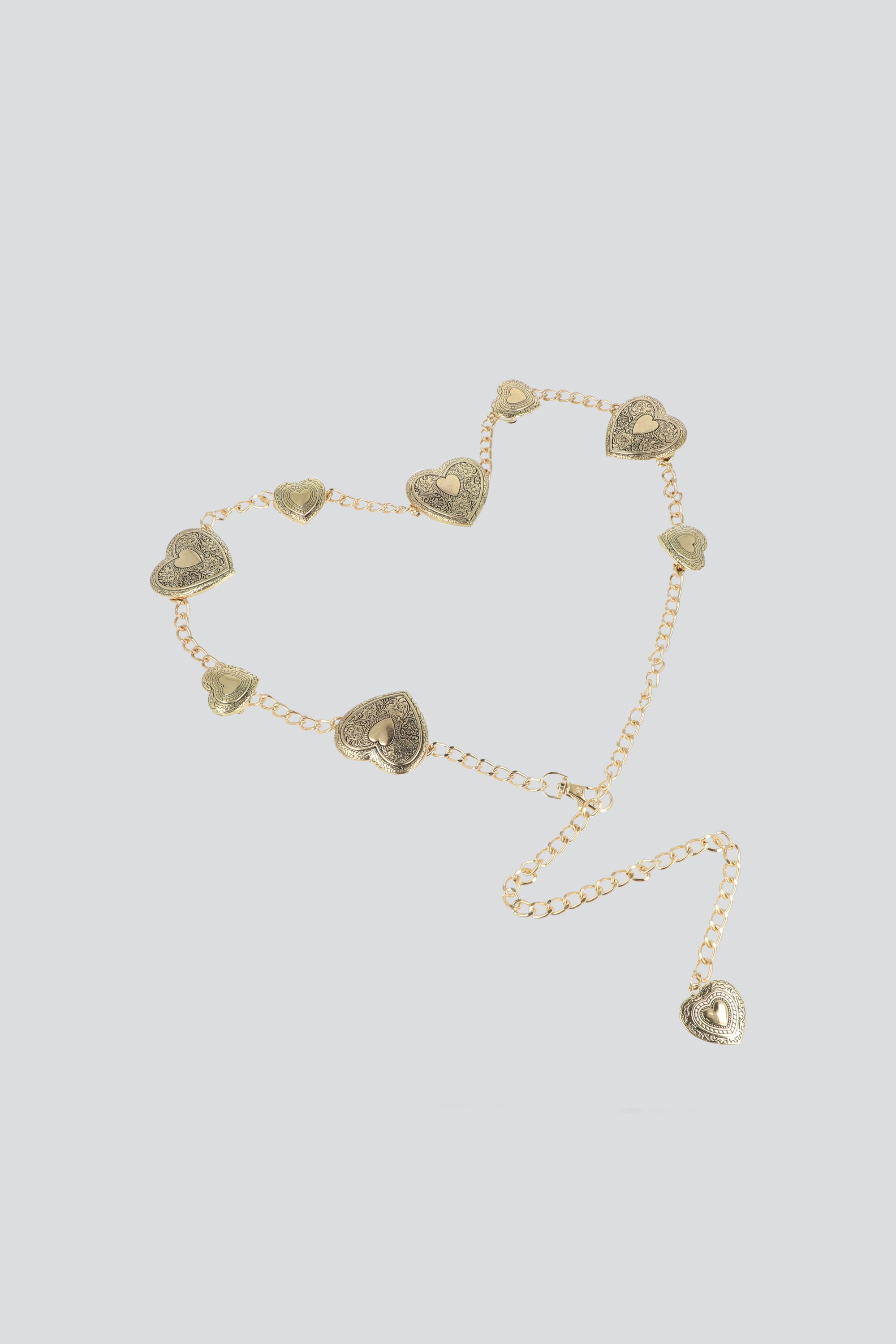 Cinturon cadena corazones ORO