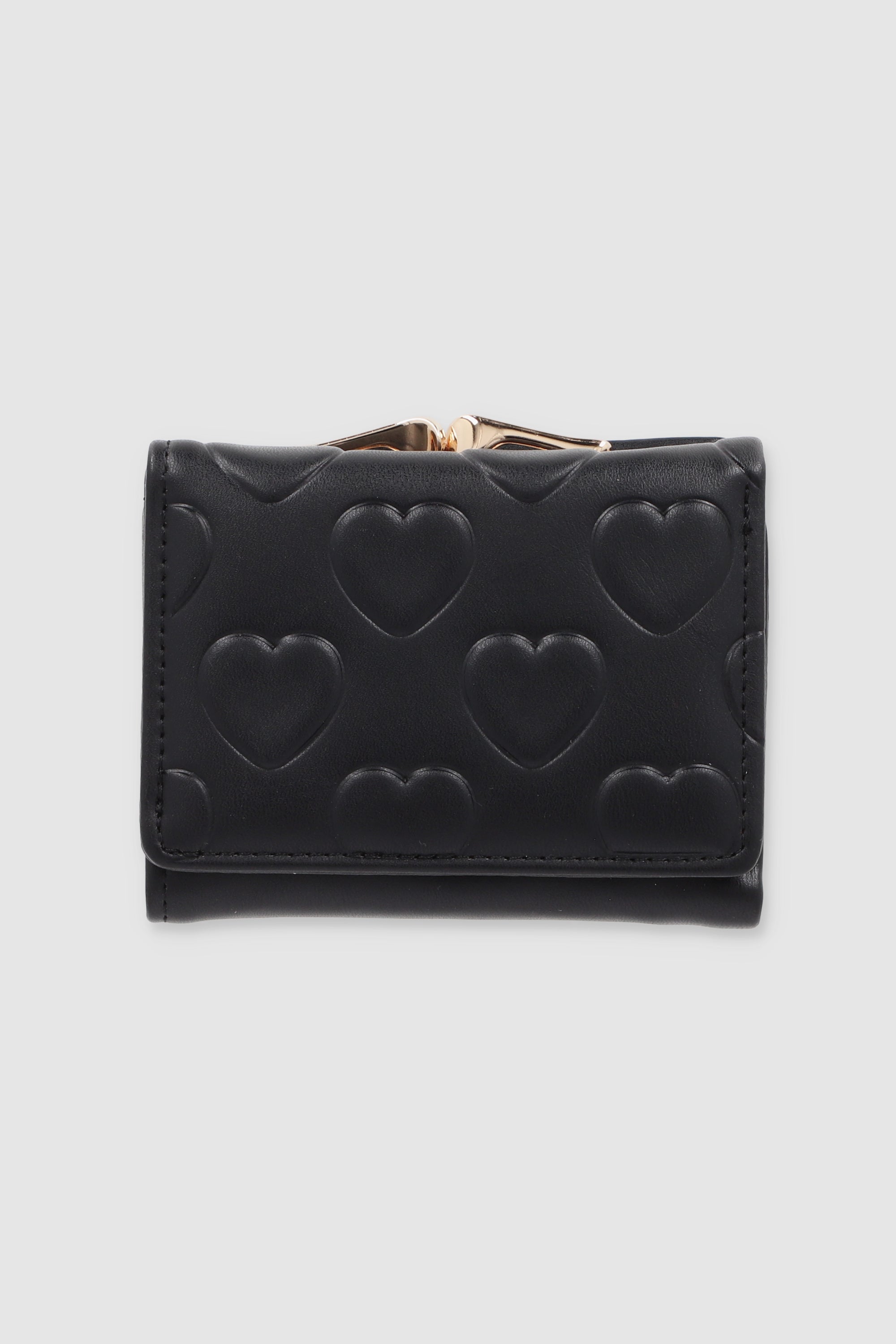 Cartera pequeña textura corazones NEGRO