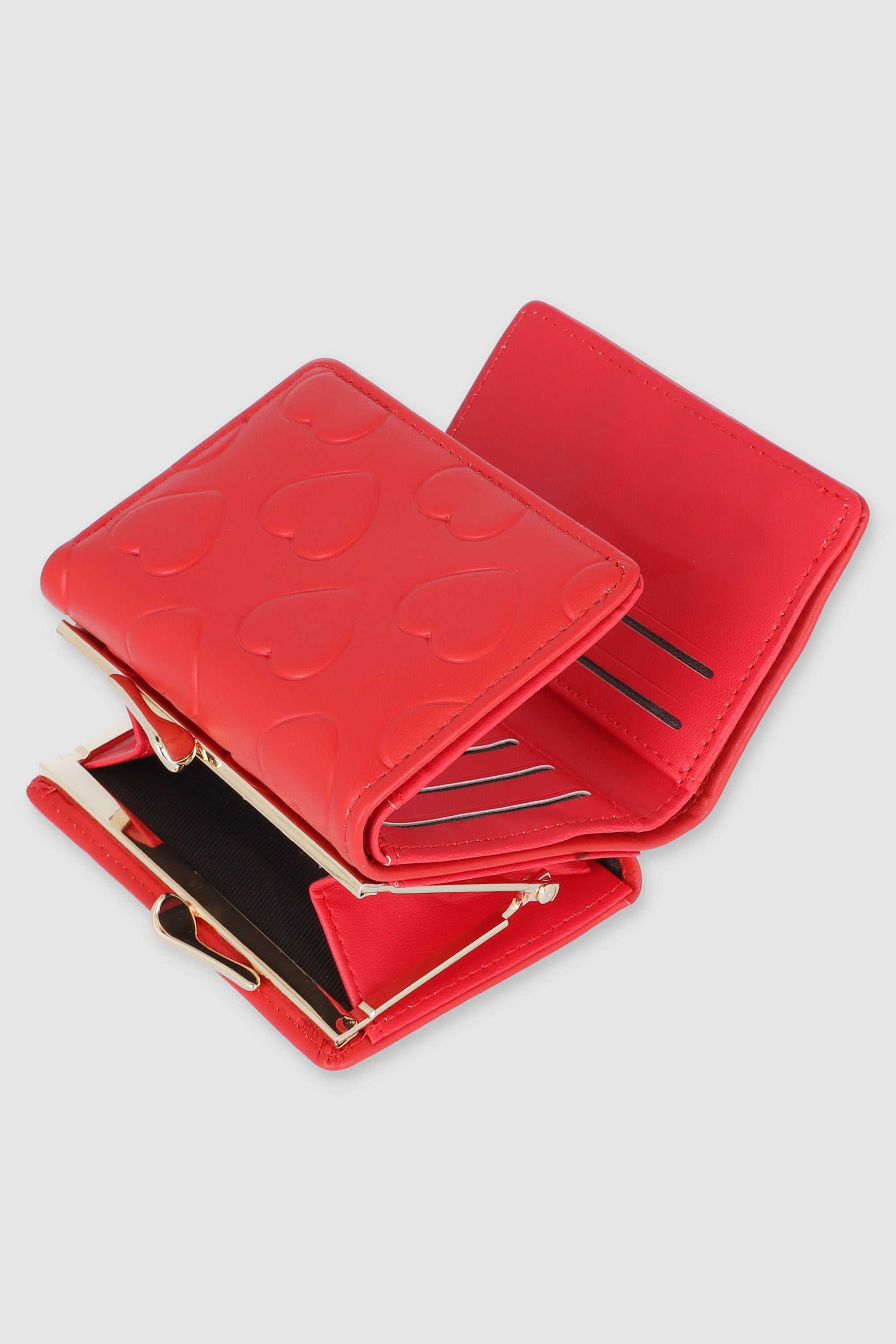 Cartera pequeña textura corazones ROJO
