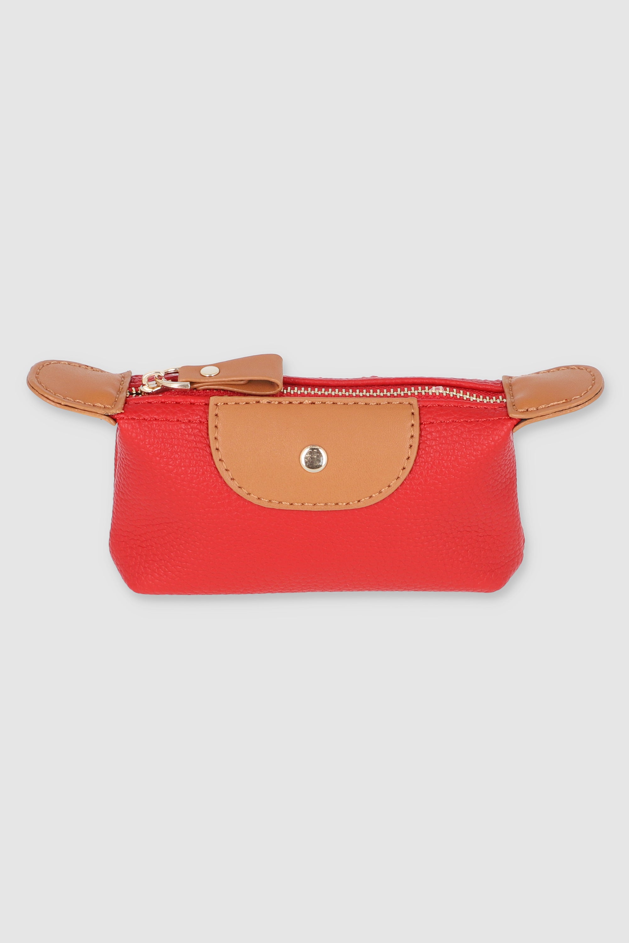 Monedero zipper detalle boton ROJO
