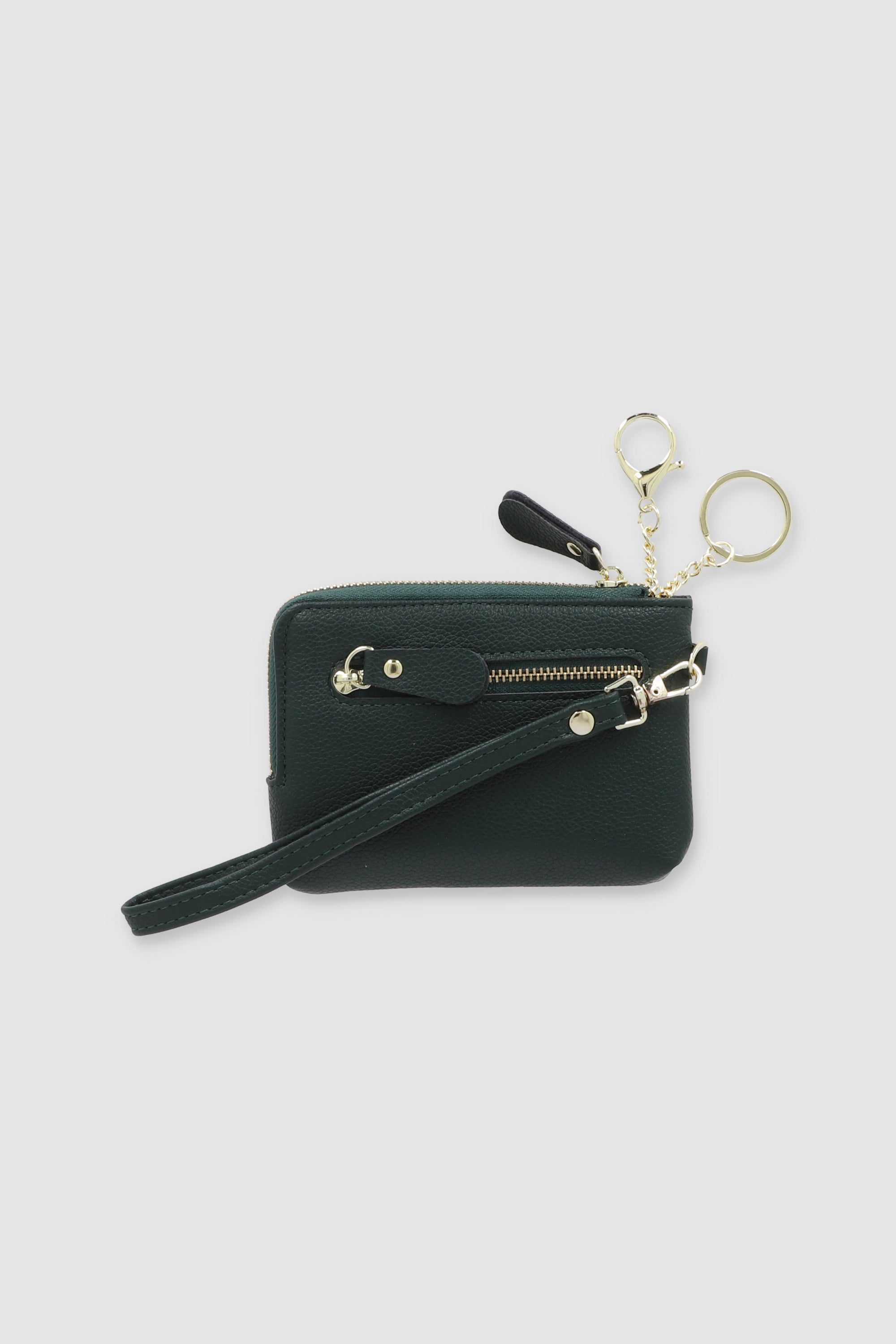 Tarjetero zipper asa VERDE