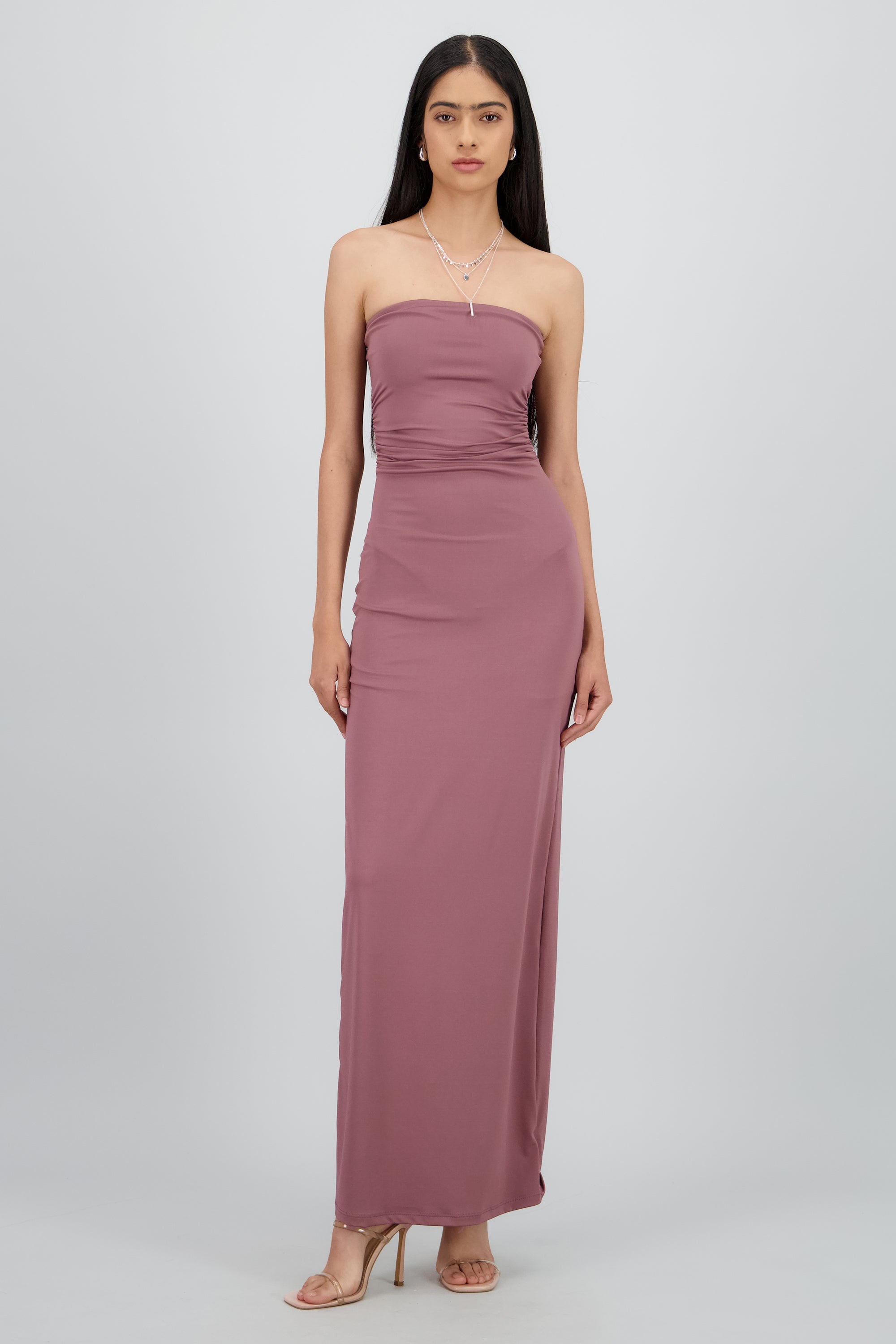 Vestido maxi tubo fruncido MALVA