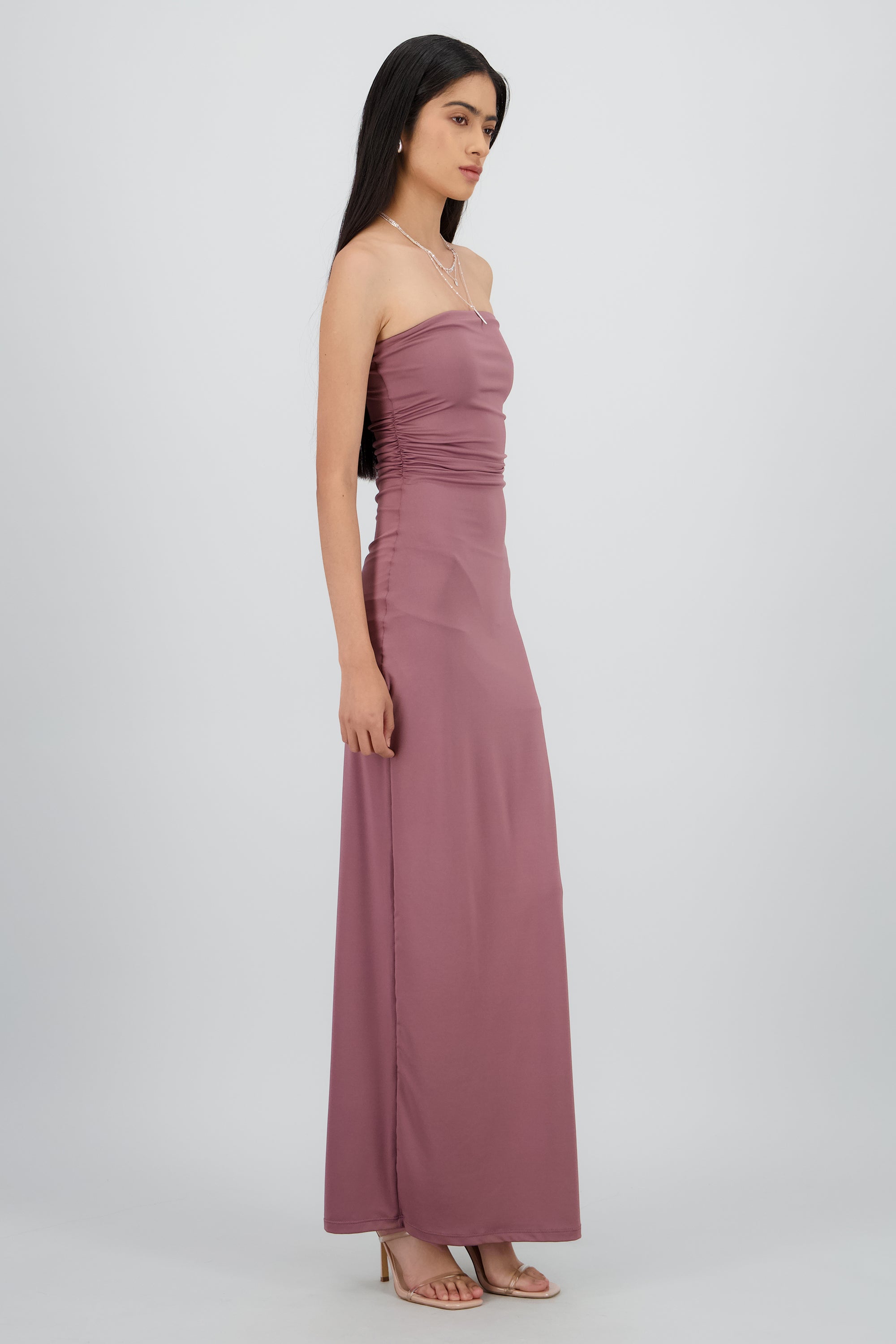 Vestido maxi tubo fruncido MALVA