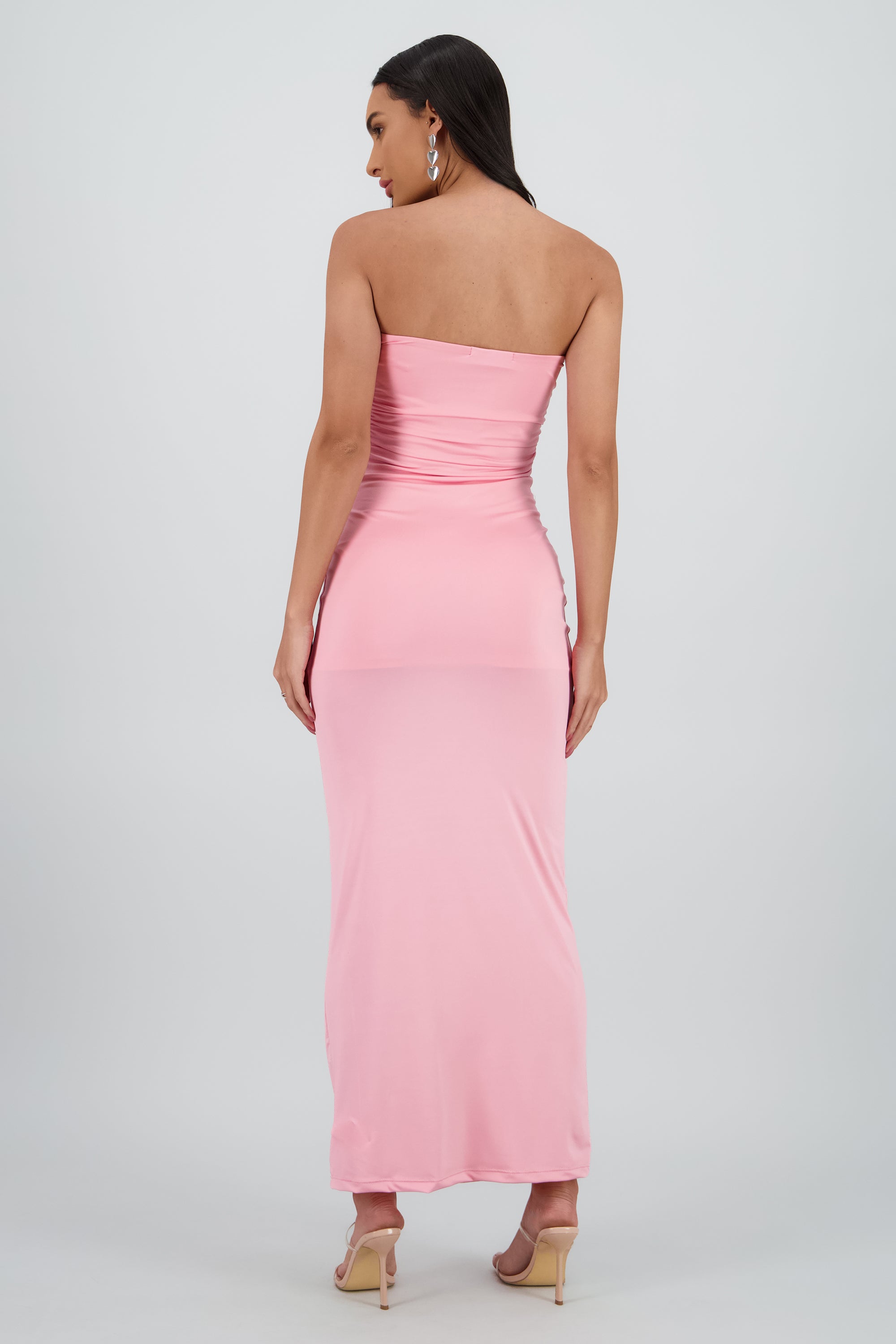 Vestido maxi tubo fruncido ROSA