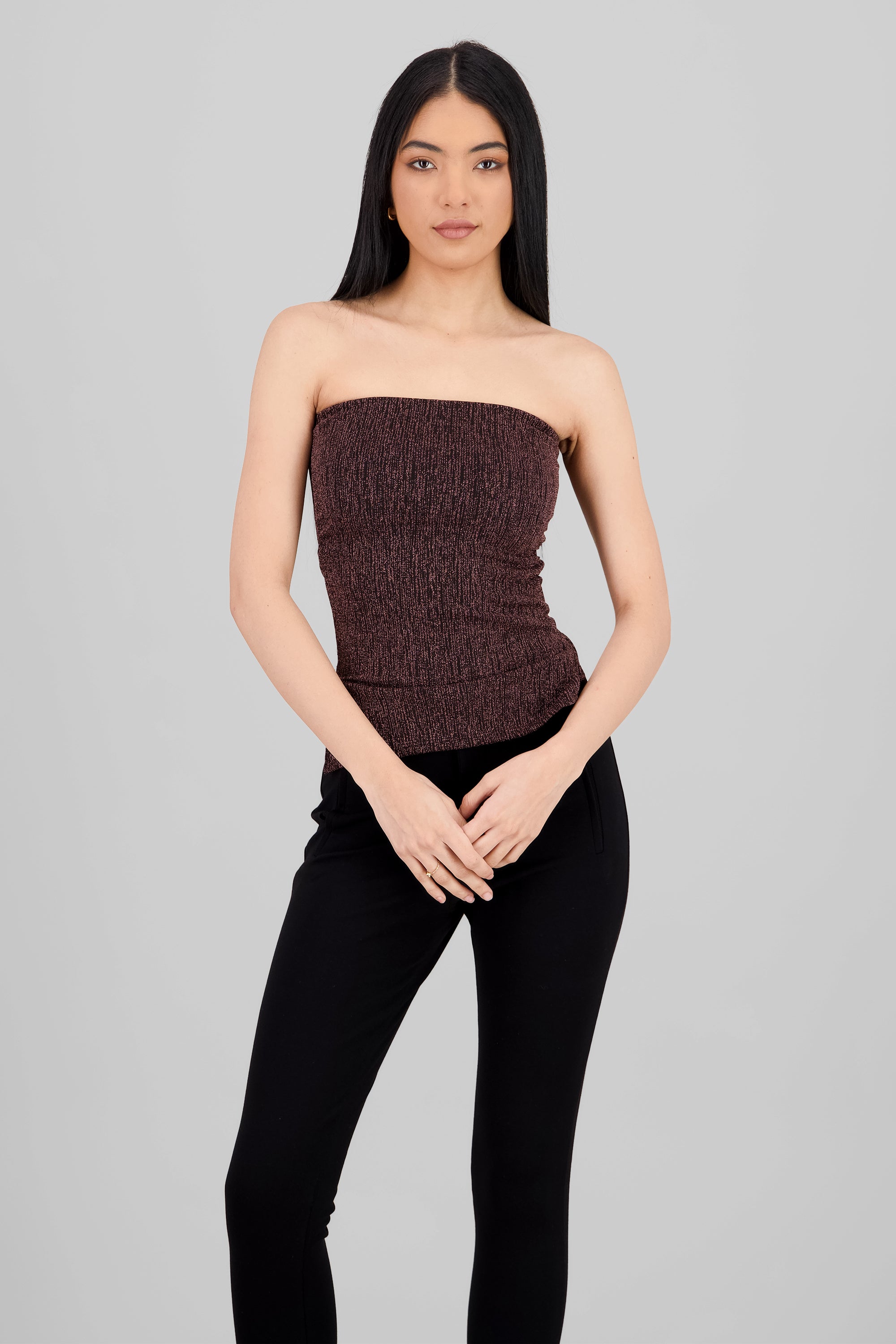 Top tubo abertura lurex NEGRO