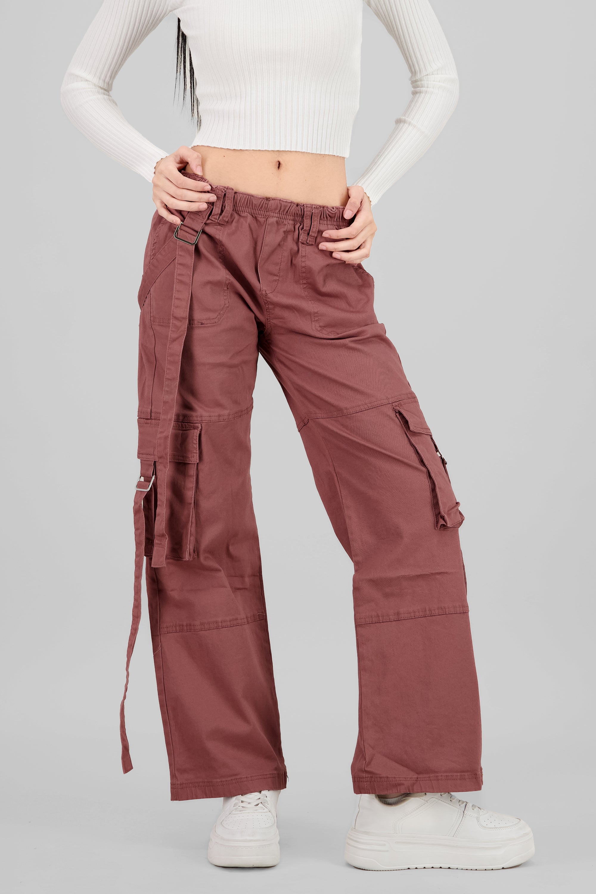Jeans cargo dos bolsas tira MALVA