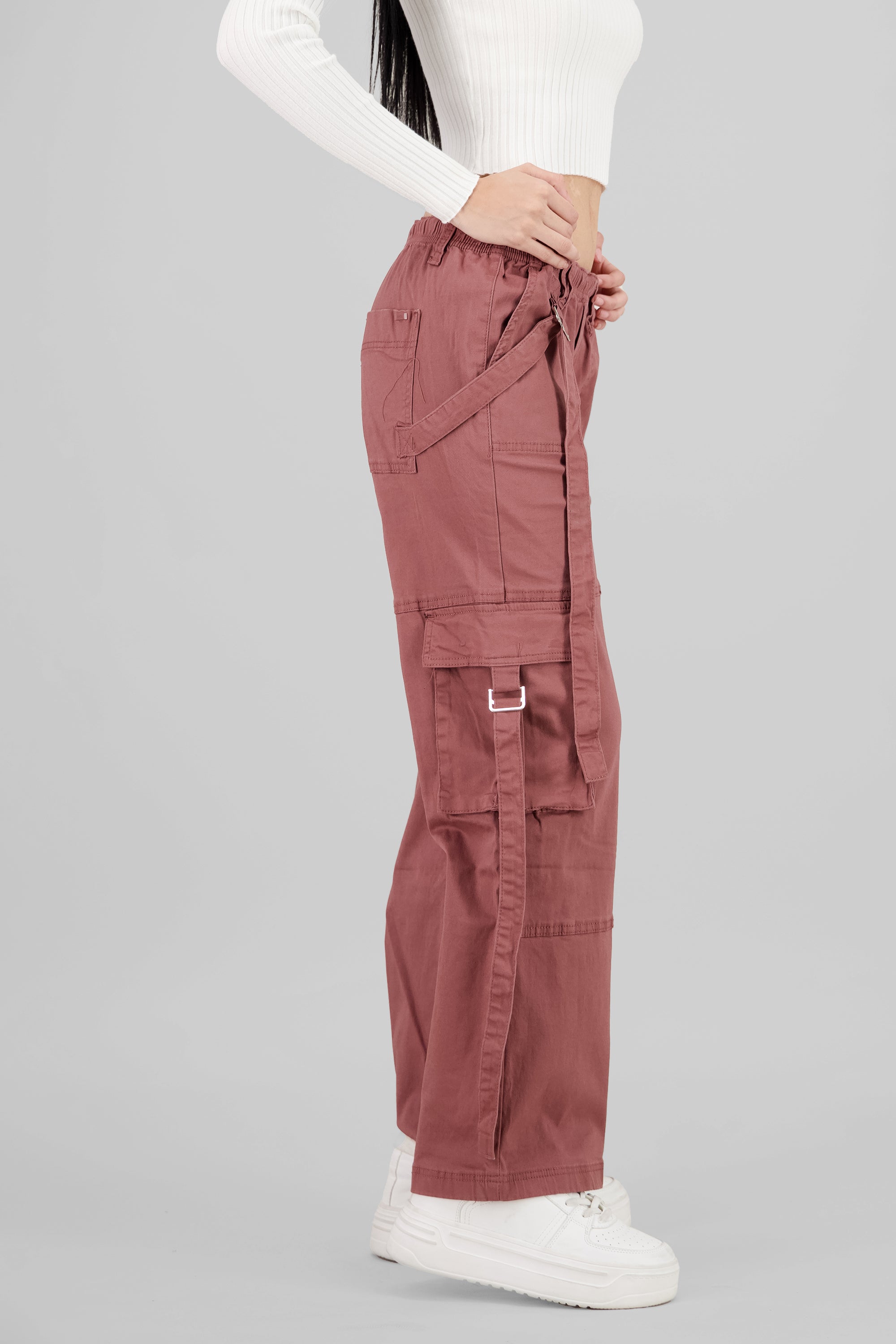Jeans cargo dos bolsas tira MALVA