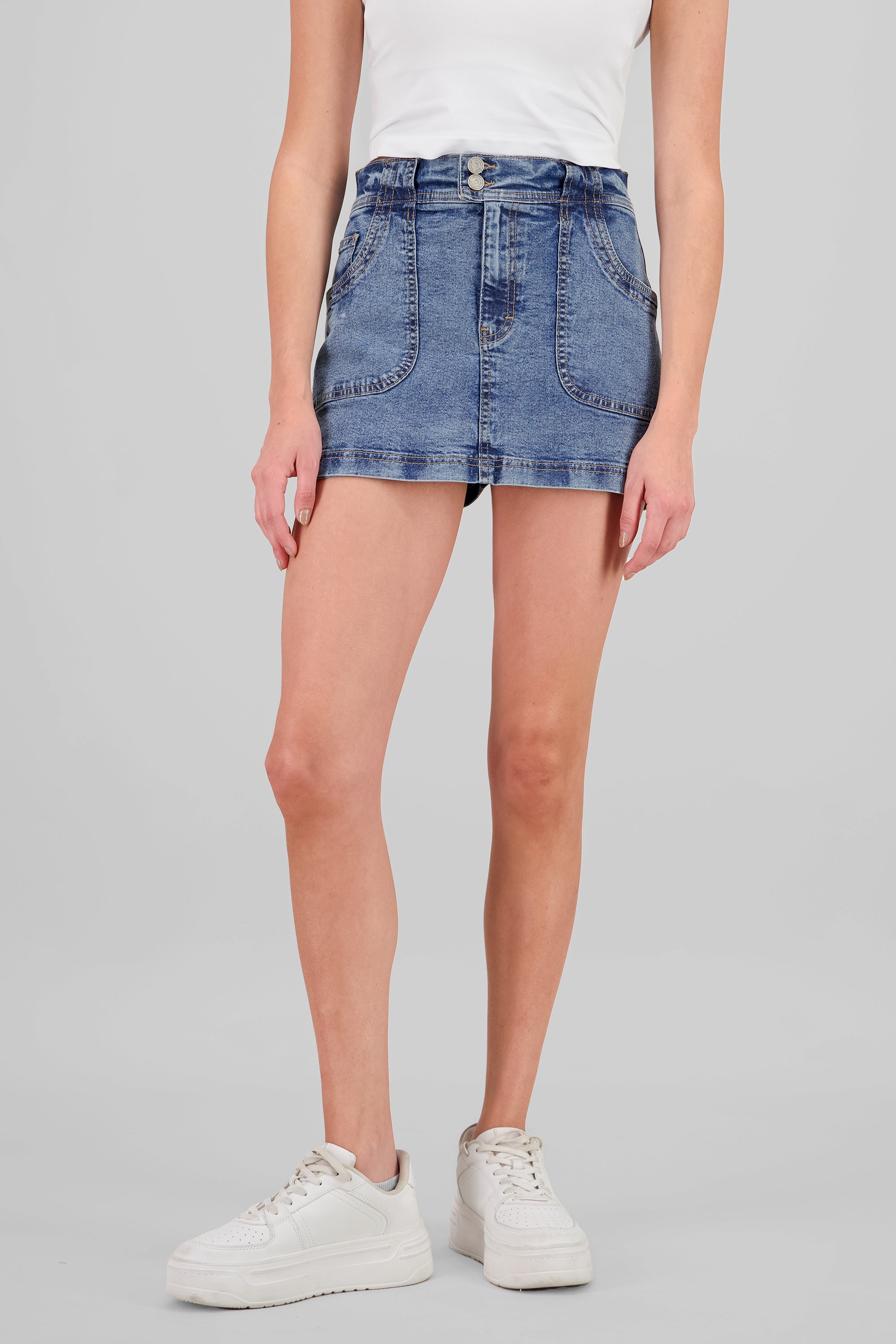 Falda short mini doble boton ACID MEDIO