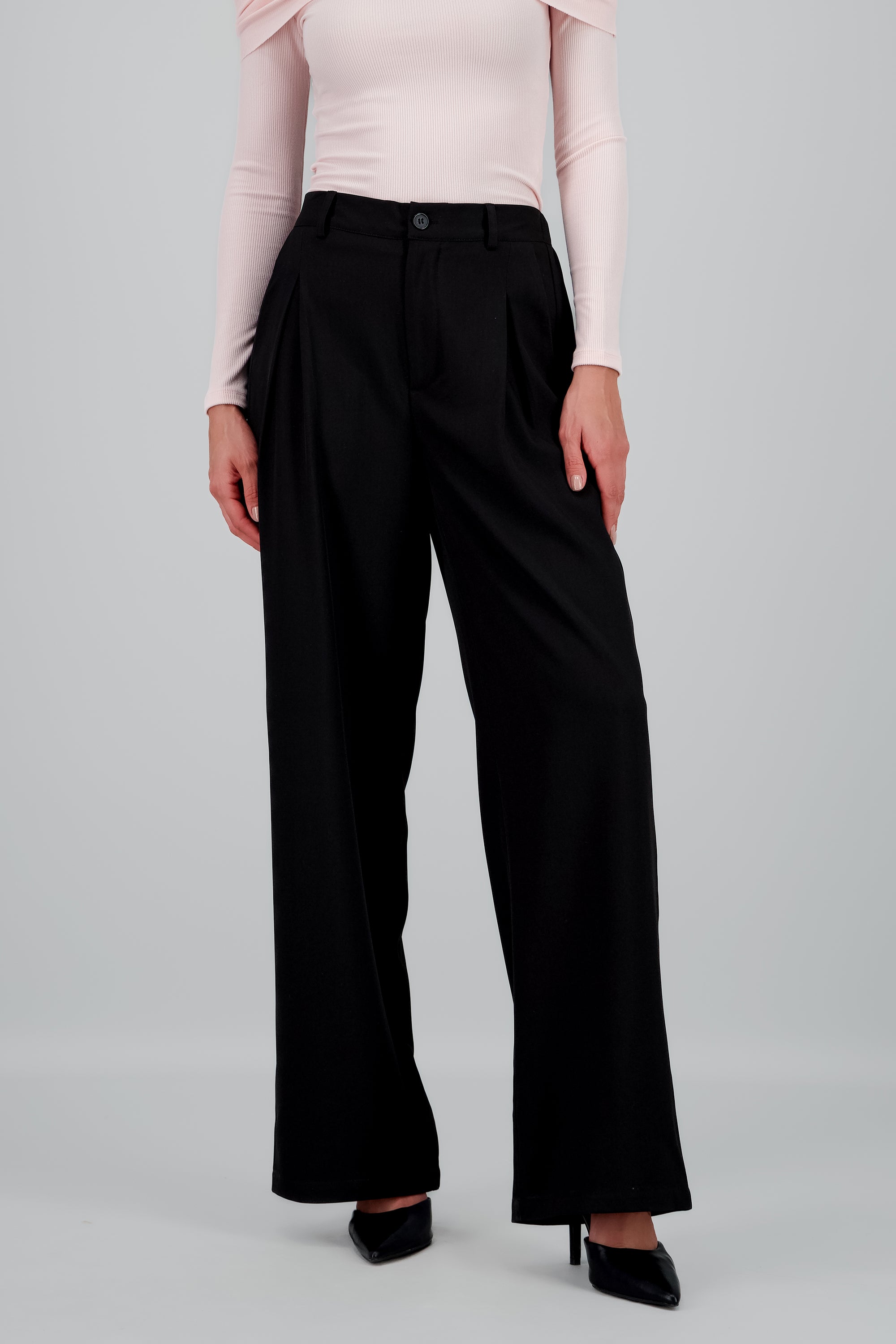 Pantalon liso amplio NEGRO