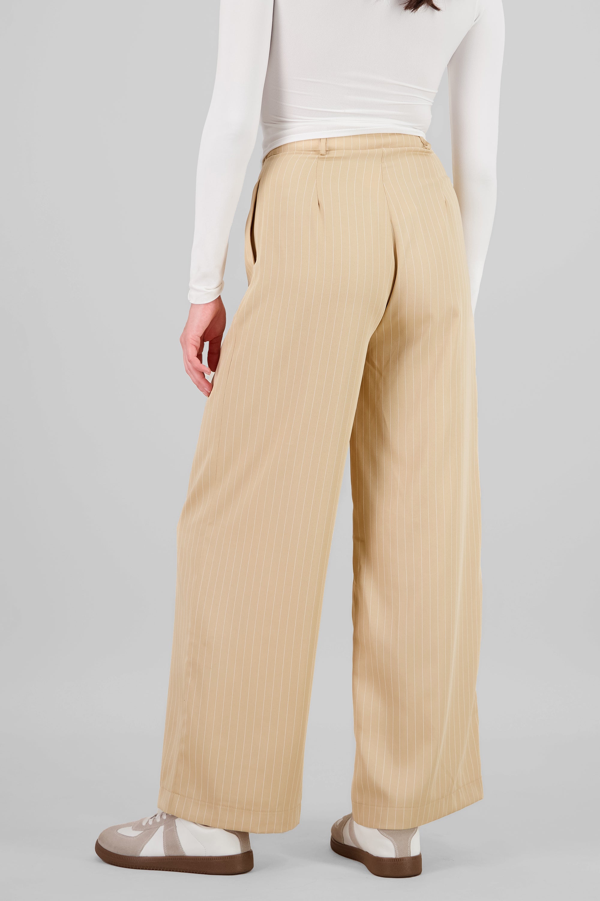 Pantalon rayas doble pretina BEIGE