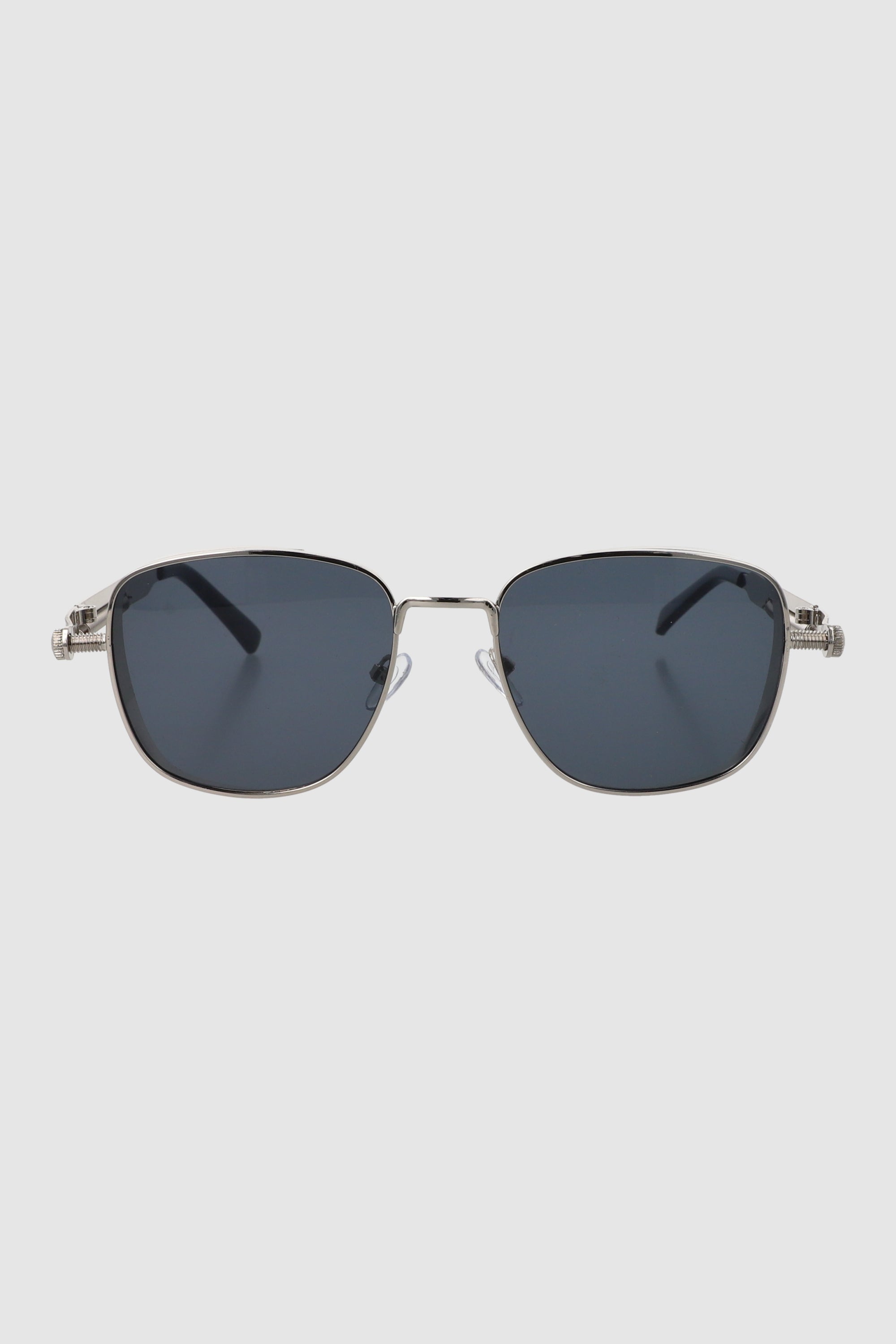 Lentes cuadrados armazón ancho metal PLATA
