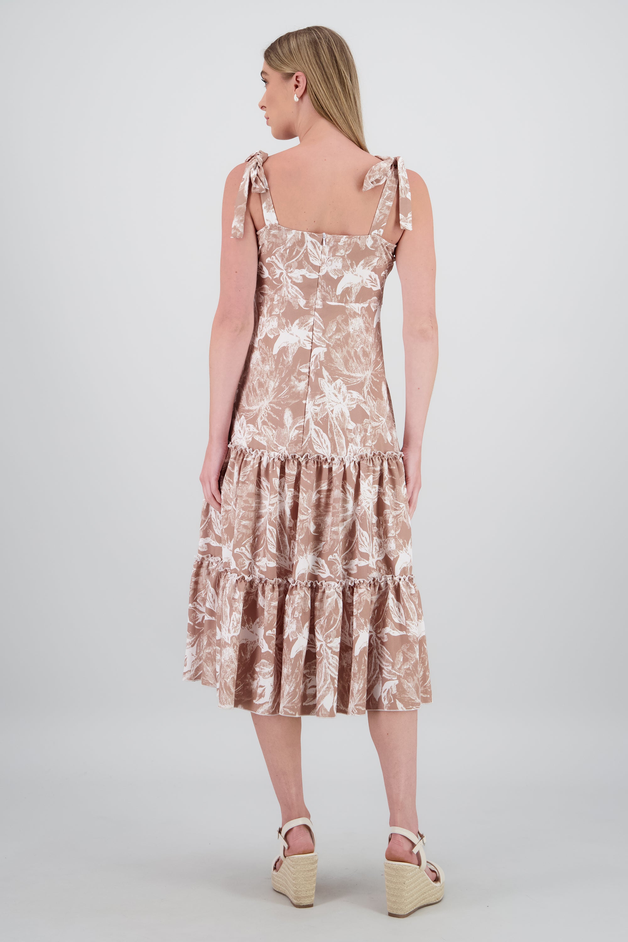 Vestido maxi olan detalle tirantes KHAKI COMBO