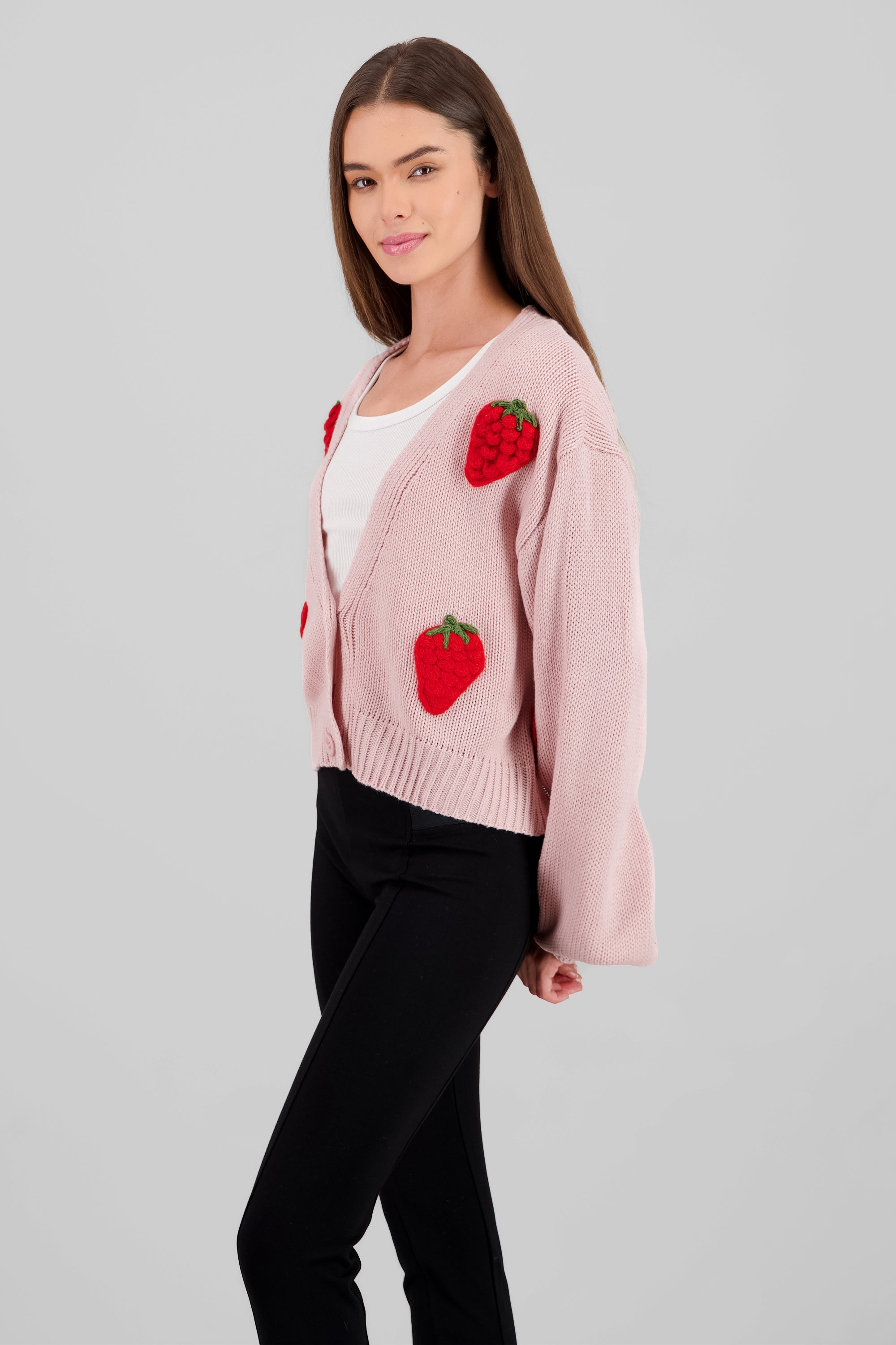 Cardigan fresas 3d ROSA