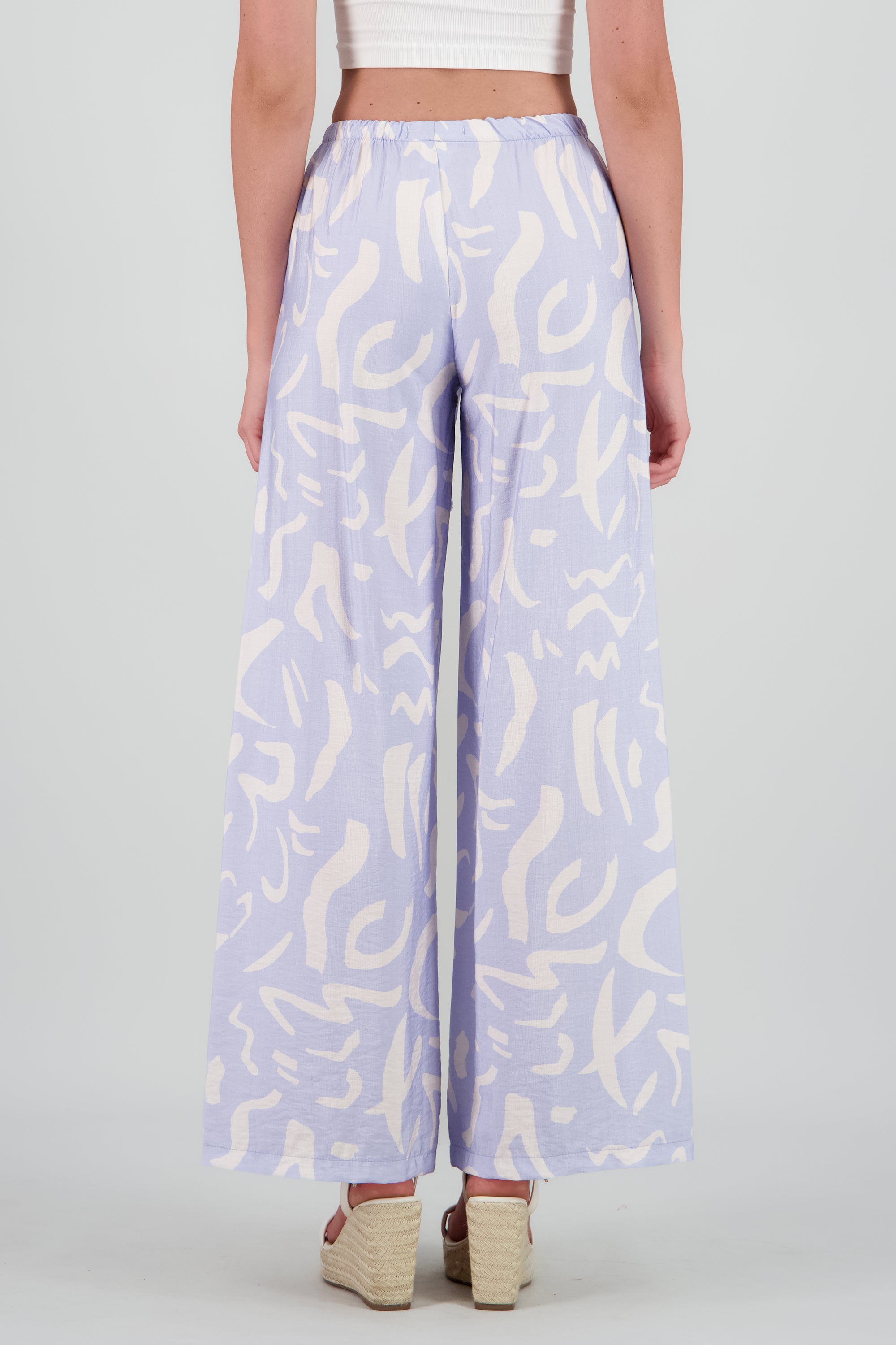 Pantalon amplio jareta estampado AZUL PASTEL
