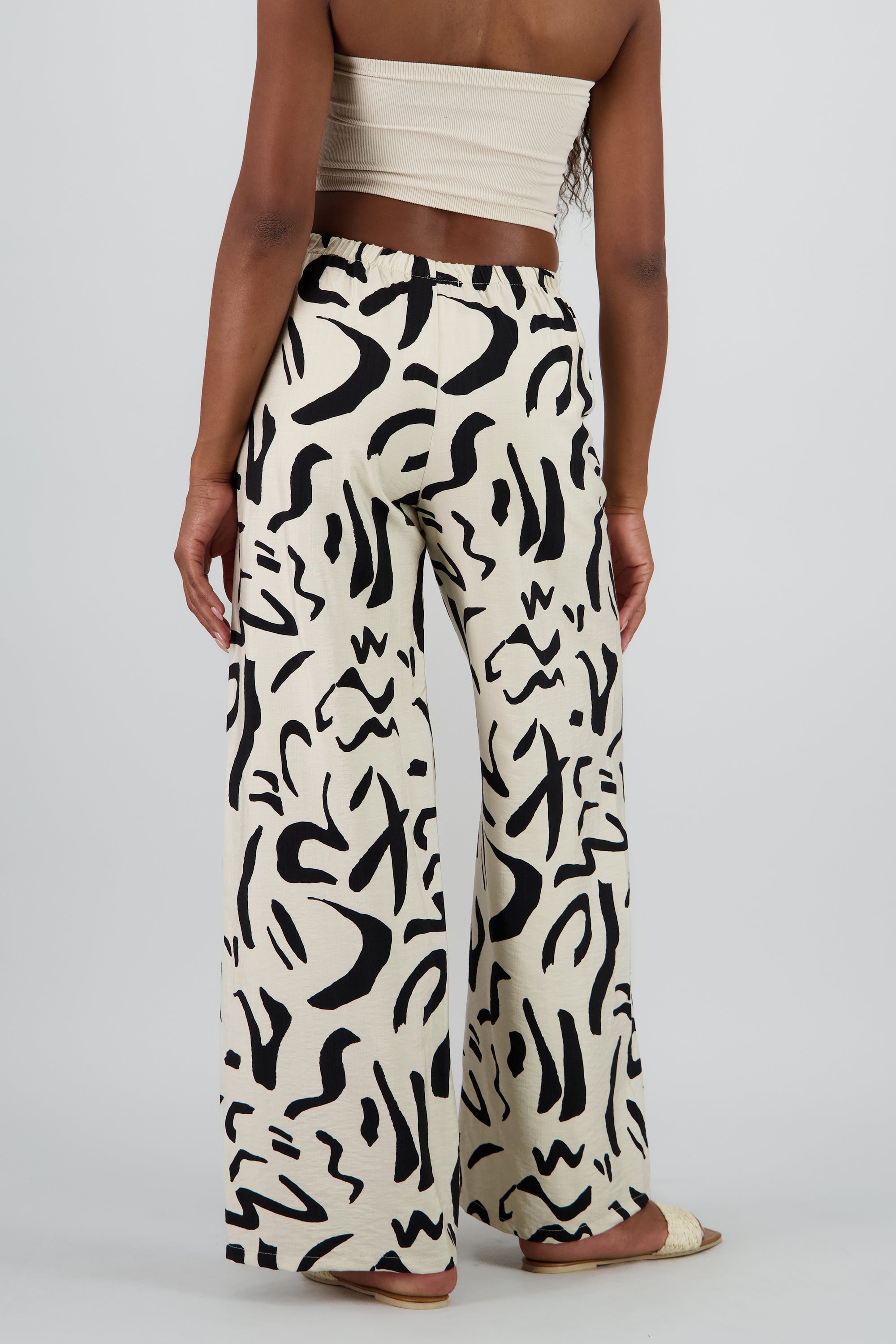 Pantalon amplio jareta estampado BLANCO COMBO
