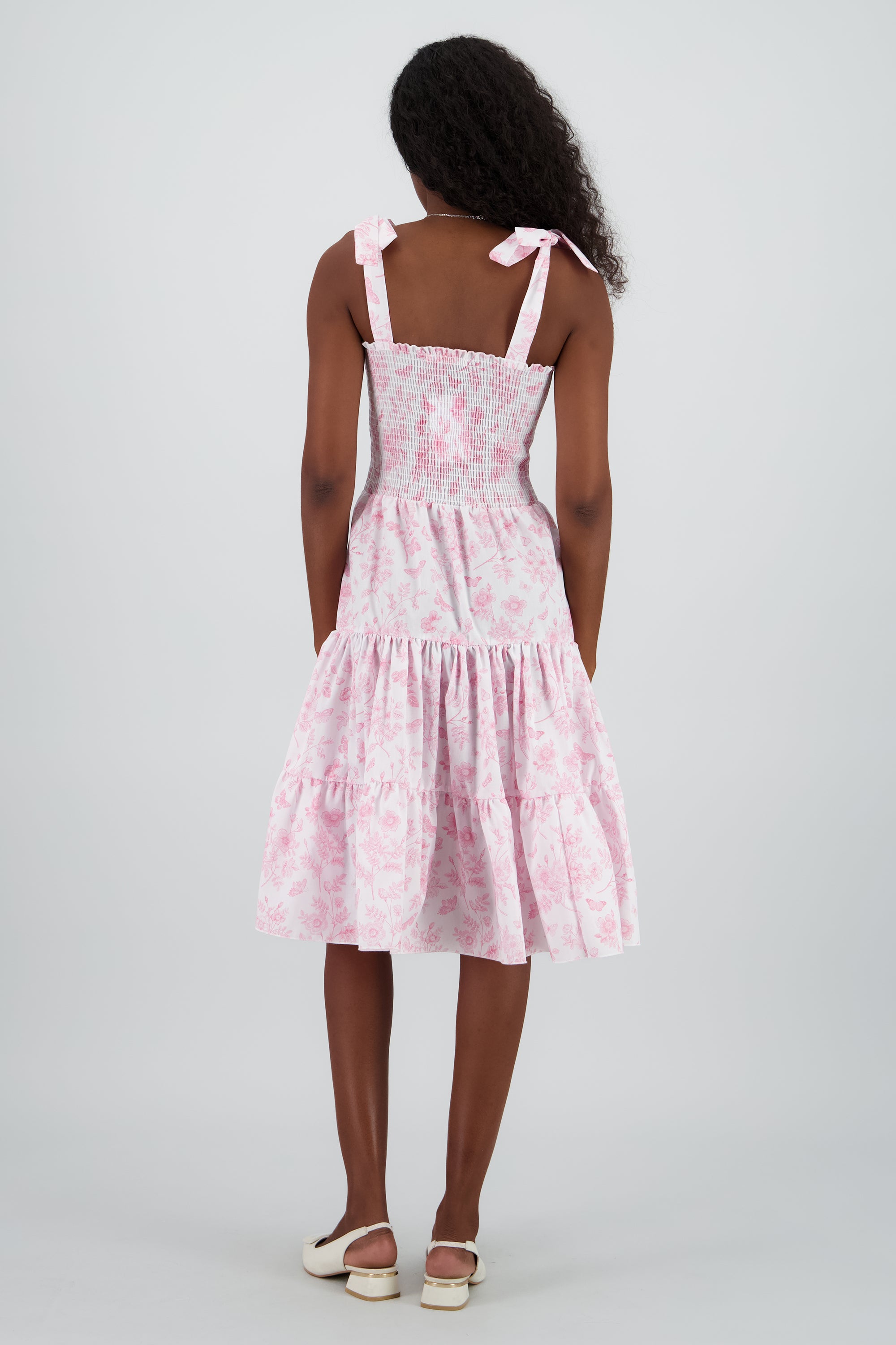 Vestido estampado flores olanes ROSA COMBO