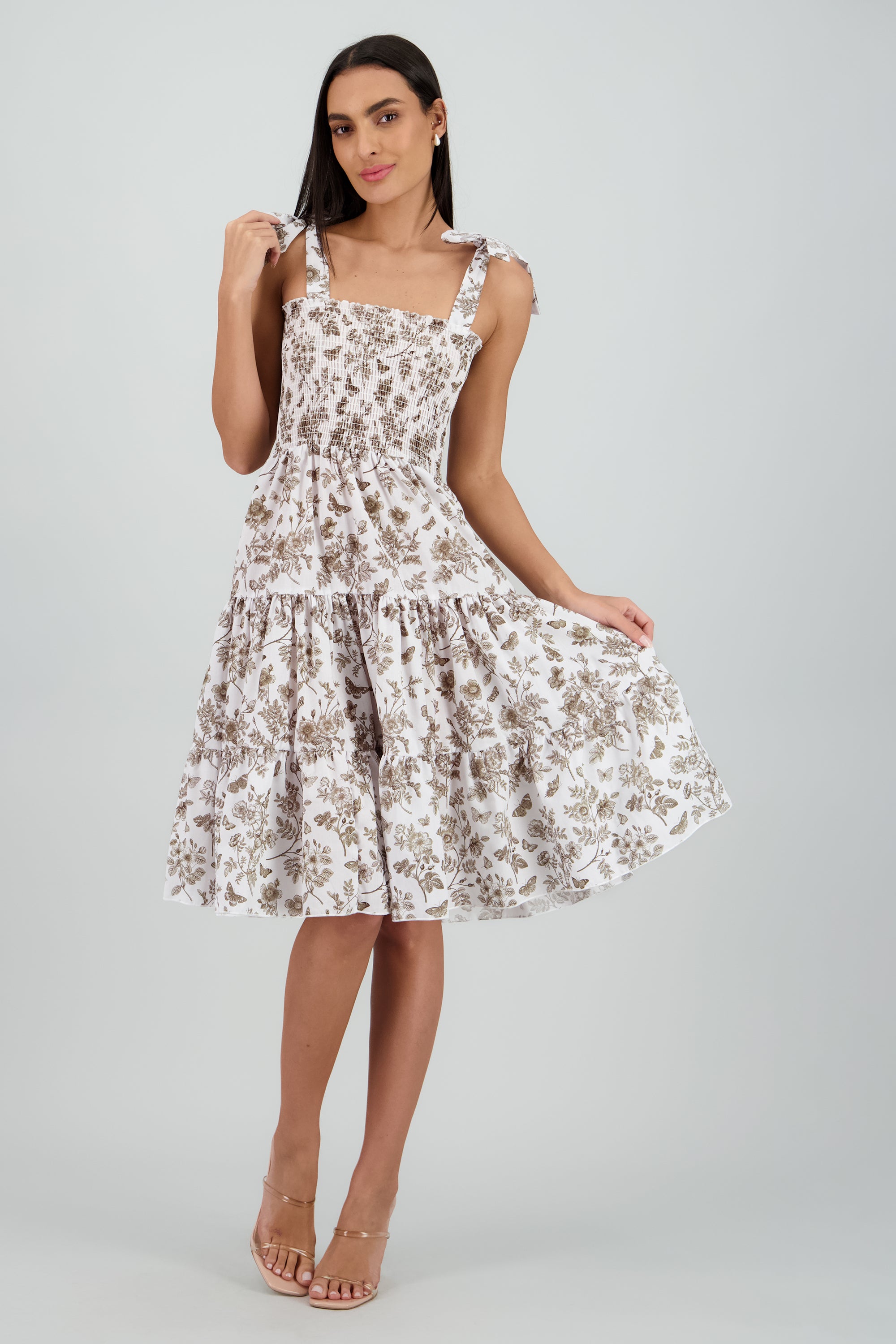 Vestido estampado flores olanes OLIVO