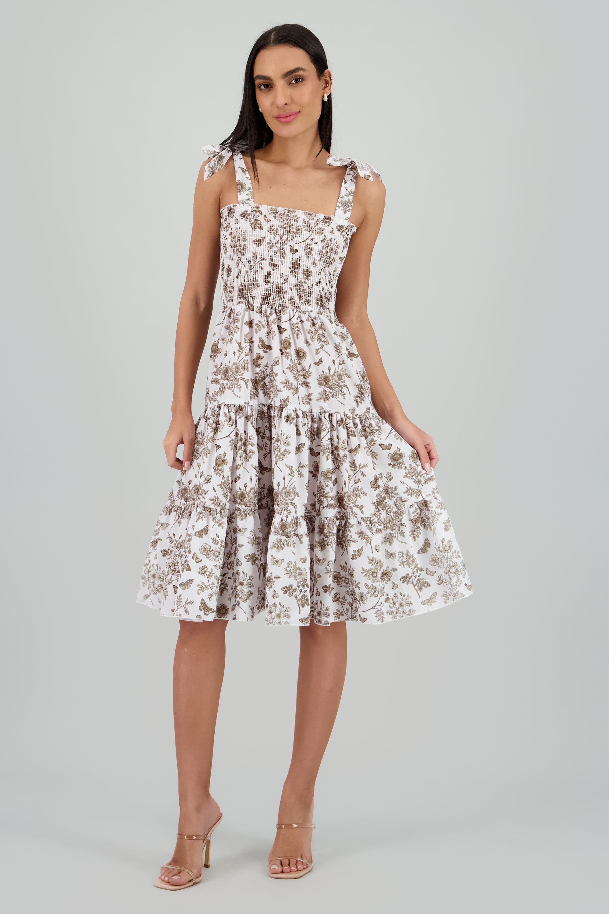 Vestido estampado flores olanes OLIVO