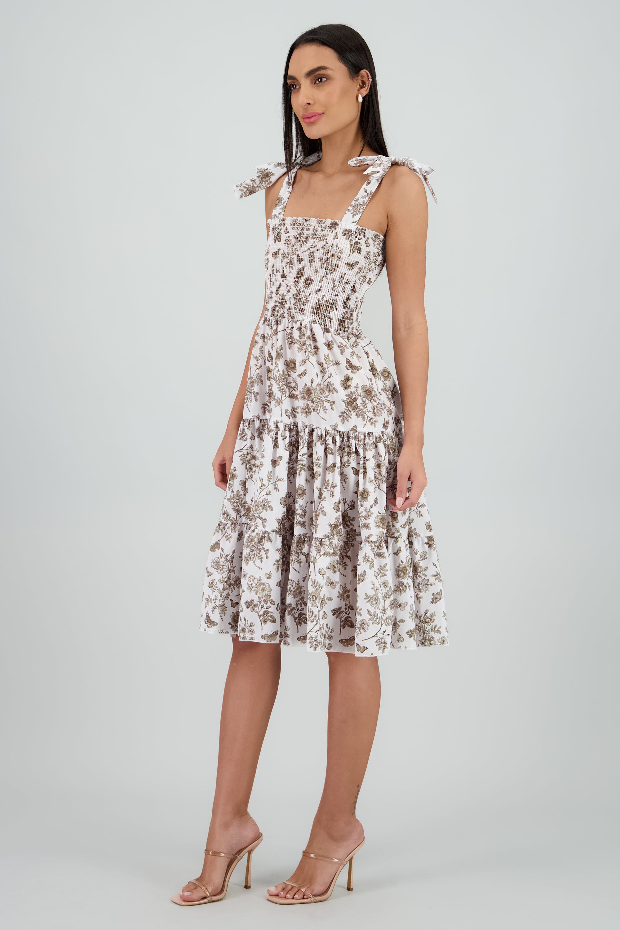 Vestido estampado flores olanes OLIVO