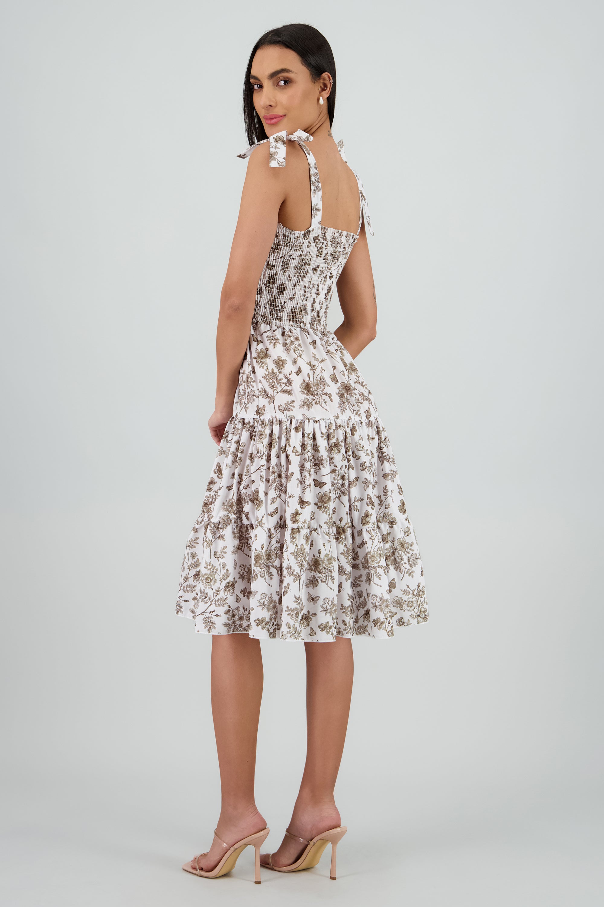 Vestido estampado flores olanes OLIVO