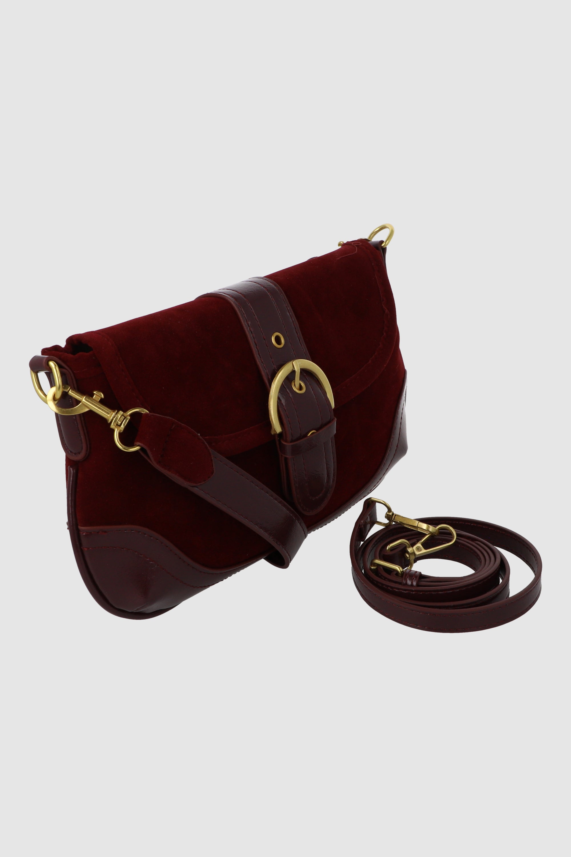 Bolsa de hombro suede hebilla pu VINO